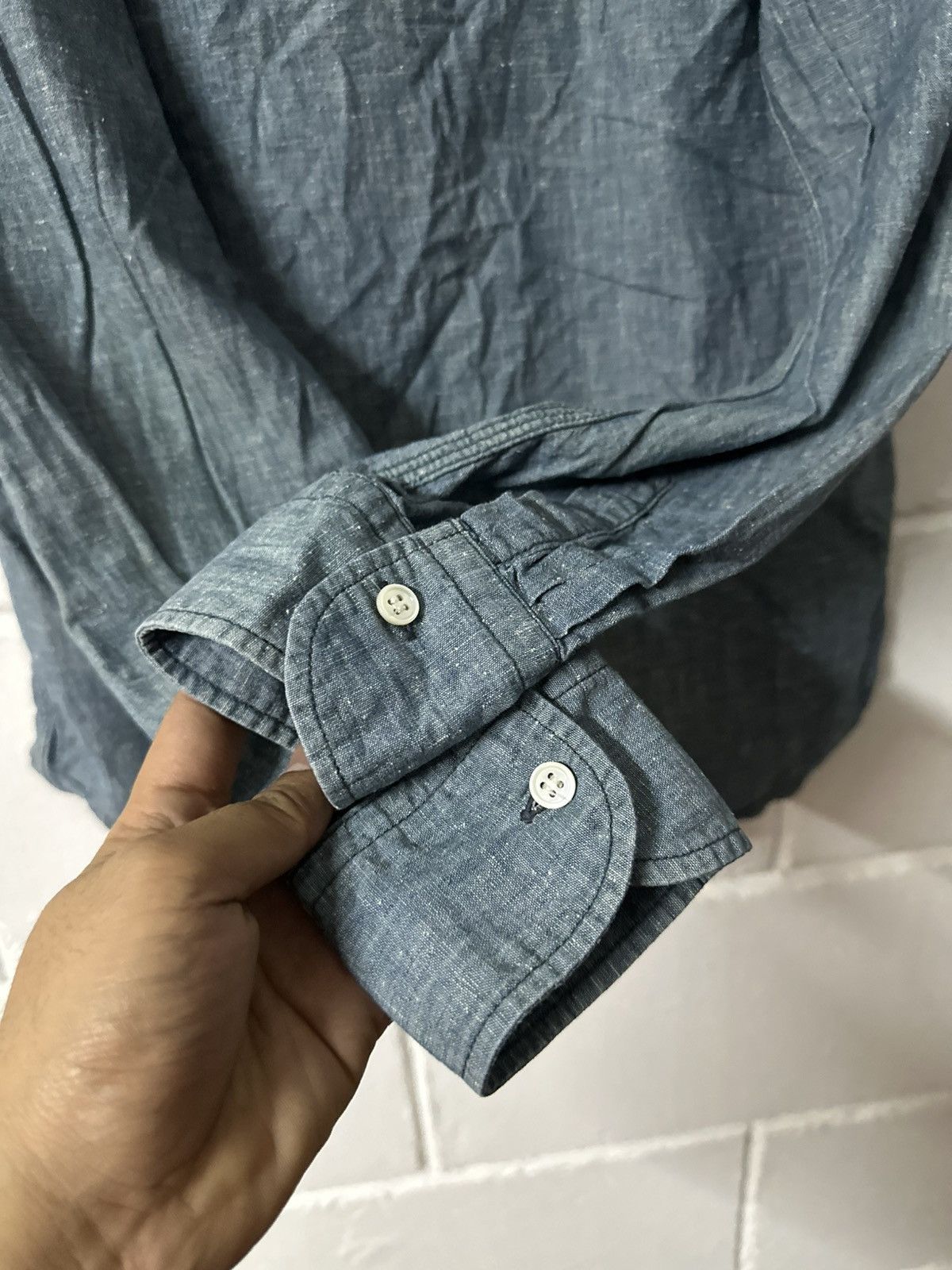 Maison Kitsune Maison Kitsune Richelieu Paris Denim Distressed Design L/S Size US M / EU 48-50 / 2 - 12 Thumbnail