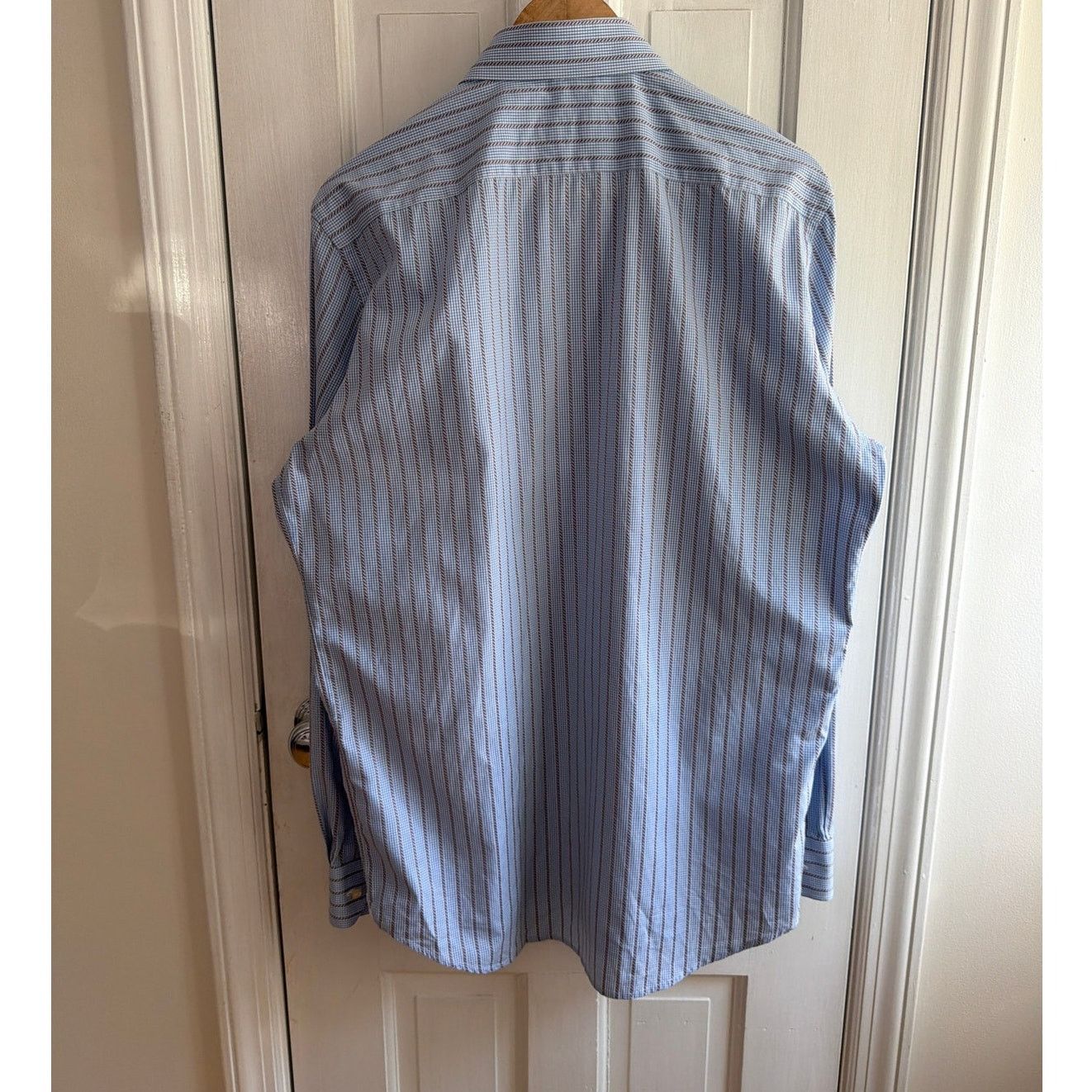 Robert Graham Robert Graham Shirt 42/16.5 L BlueWhite Brown StripsFlipCuff Size US L / EU 52-54 / 3 - 7 Thumbnail