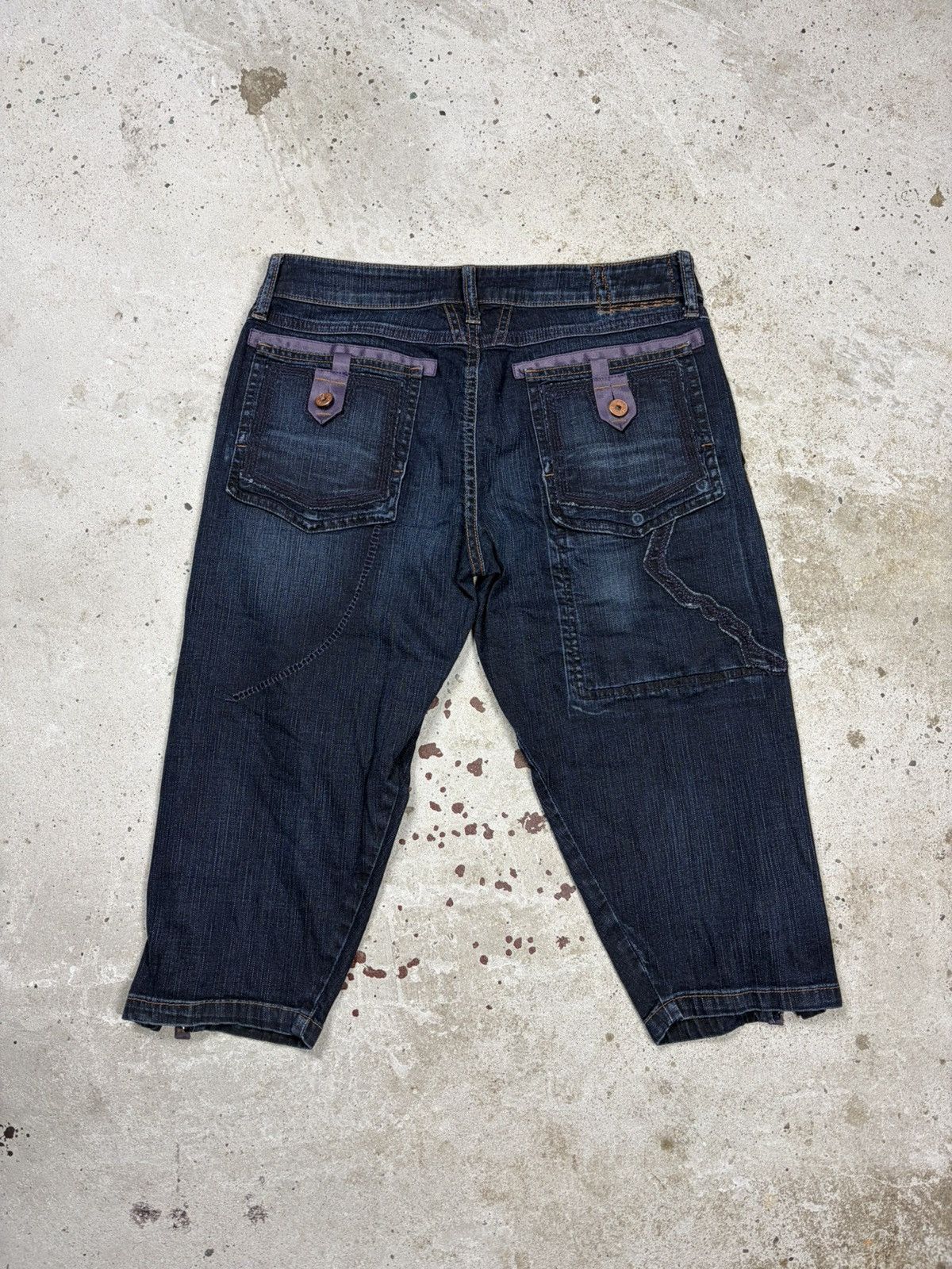 Marithe + Francois Girbaud Marithe Francois Girbaud Cargo Capri Jeans with Zippers Size 29" - 2 Thumbnail