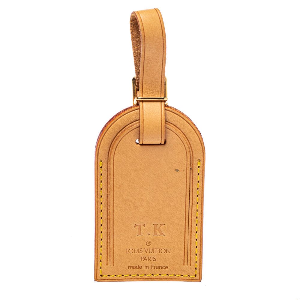 image of Louis Vuitton Vachetta Leather Luggage Name Tag in Black, Women's
