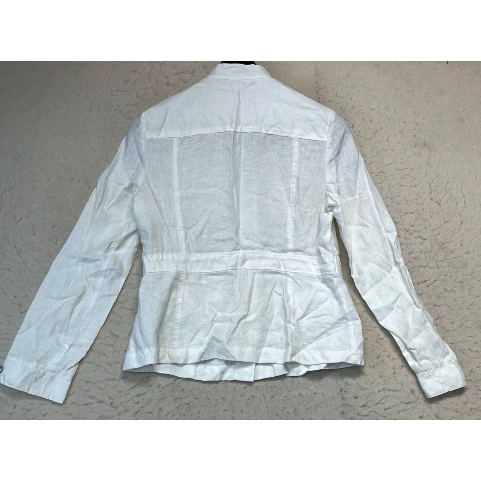 Vintage VINTAGE Paraphrase Women Jacket 8 White Linen Short Sleeve Long Sleeve Pockets Bomber 90s Casual Party/Cocktail Travel Fall Spring Summer Button Size M / US 6-8 / IT 42-44 - 2 Thumbnail