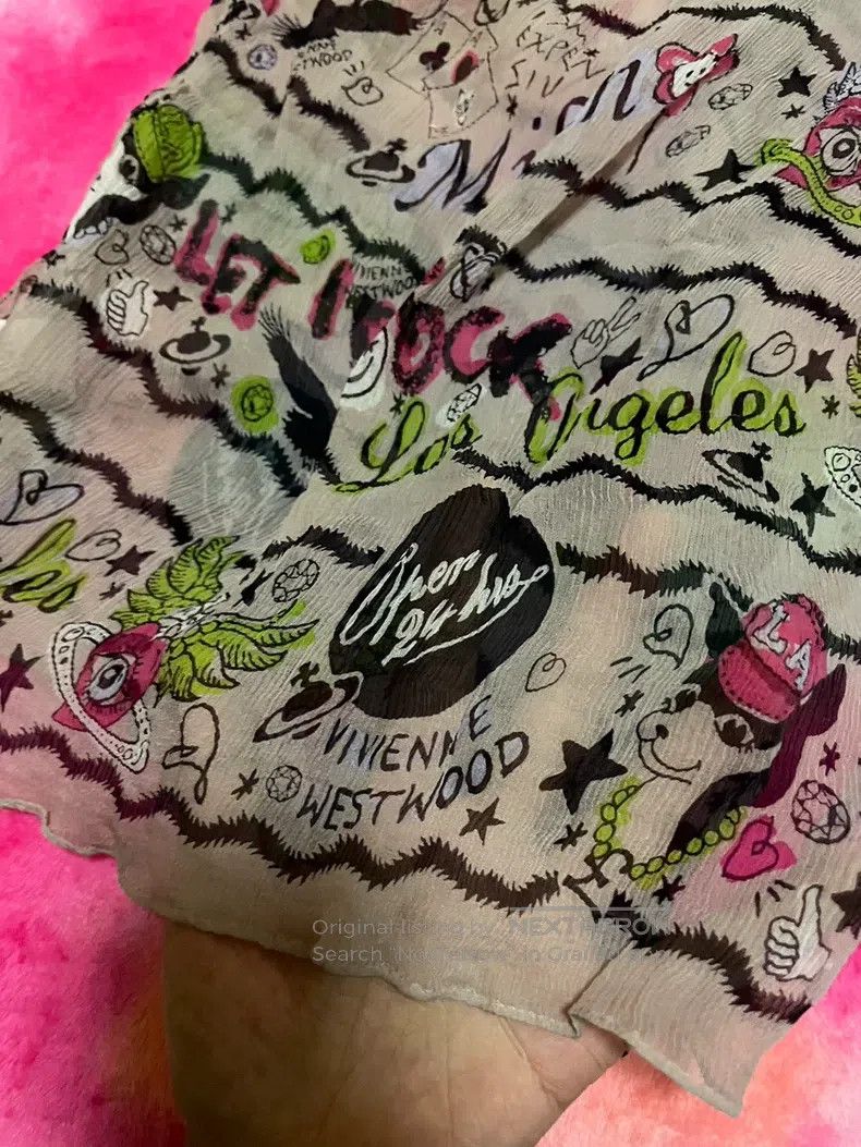 Vivienne Westwood Vivienne Westwood Colorful silk graffiti scarf long scarf, Size ONE SIZE - 7 Thumbnail