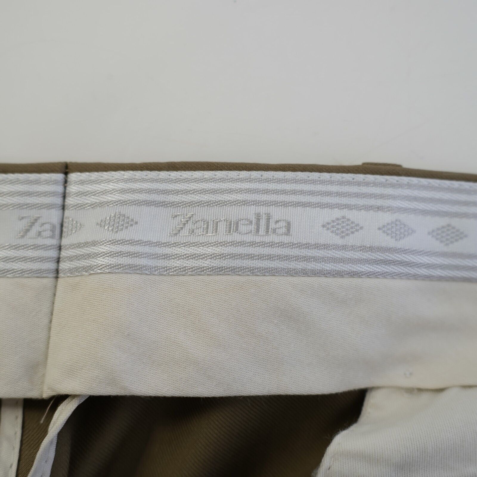 Zanella DAMAGED Zanella Bennett Super 120s Wool Tan Pleated Cuffed D Size 38R - 7 Thumbnail