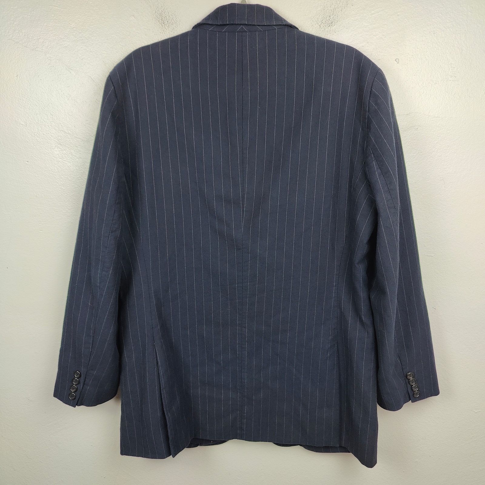 J.Crew J Crew Wool Cotton Pinstripe Blazer Mens 40R Navy Blue Size 40R - 5 Thumbnail