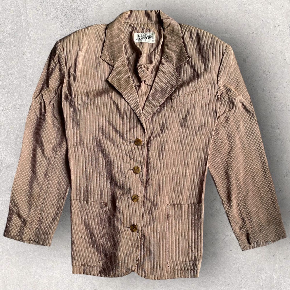 Jean Paul Gaultier Vintage SS1989 Iridescent Stripe Back Lace Up Blazer Size M / US 6-8 / IT 42-44 - 2 Thumbnail