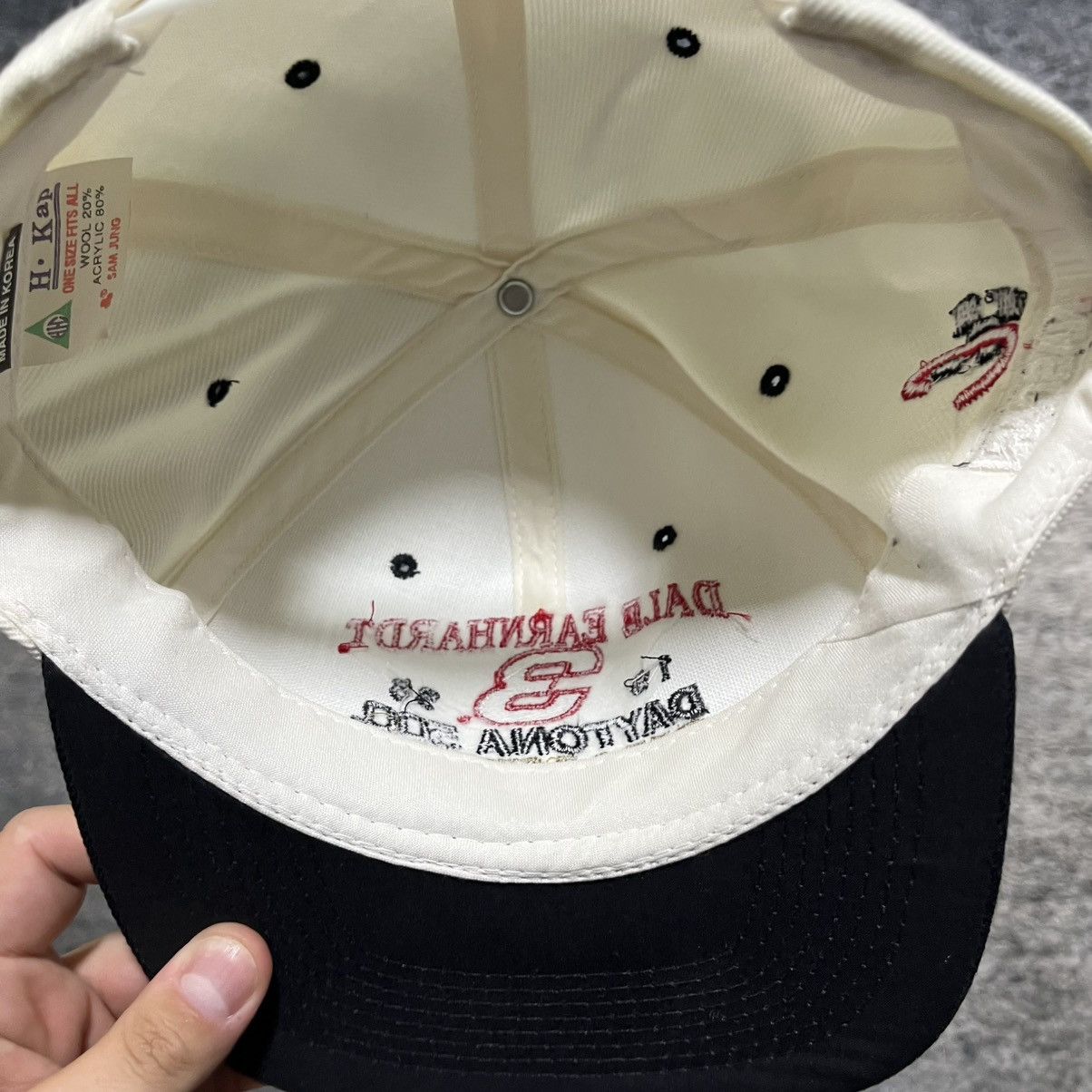 NASCAR Vintage 90s Dale Earnhardt Daytona 500 White Snapback Hat Size ONE SIZE - 6 Thumbnail