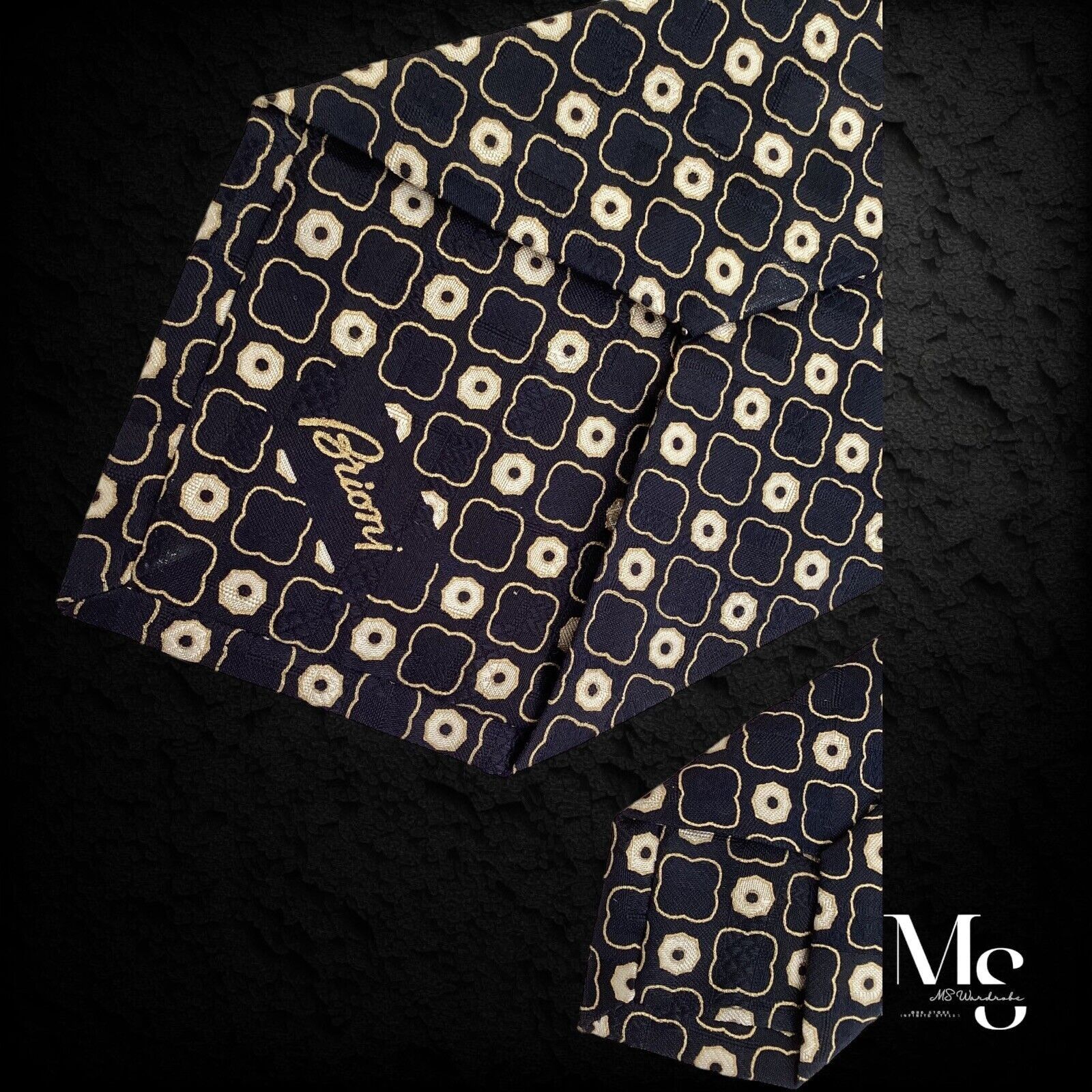Brioni BRIONI Black Beige Geometric Luxury Silk Tie Hand.Made Italy Size ONE SIZE - 4 Thumbnail