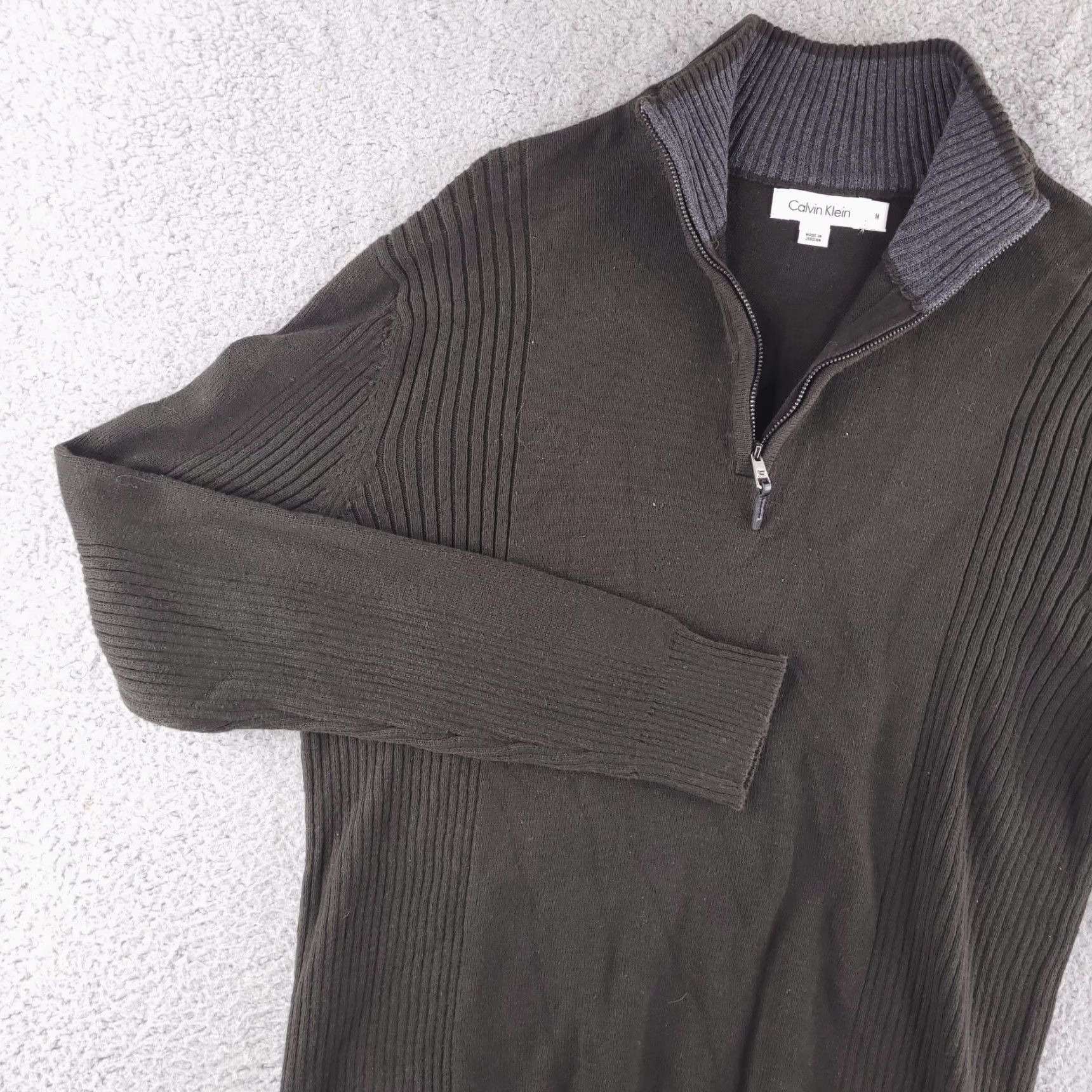 Calvin Klein Calvin Klein Sweater Mens Medium Brown Chocolate Knit Quarter Zip Pullover Size US M / EU 48-50 / 2 - 3 Thumbnail
