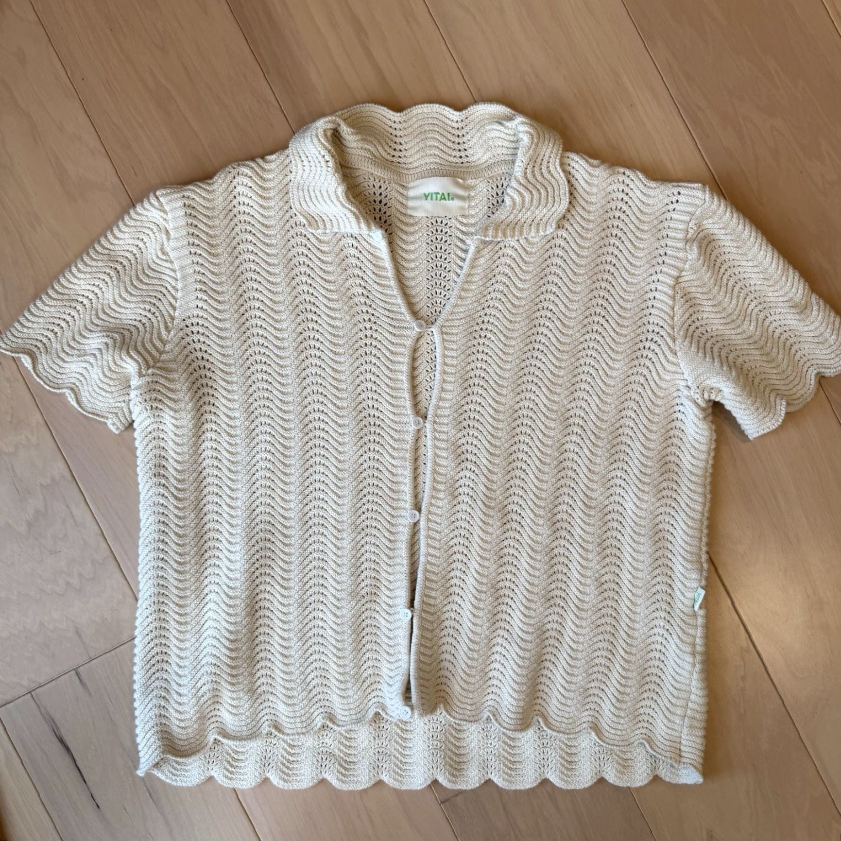 Vintage Yitai Shirt Medium Ivory Knit Button-Up Casual Size US M / EU 48-50 / 2 - 2 Thumbnail