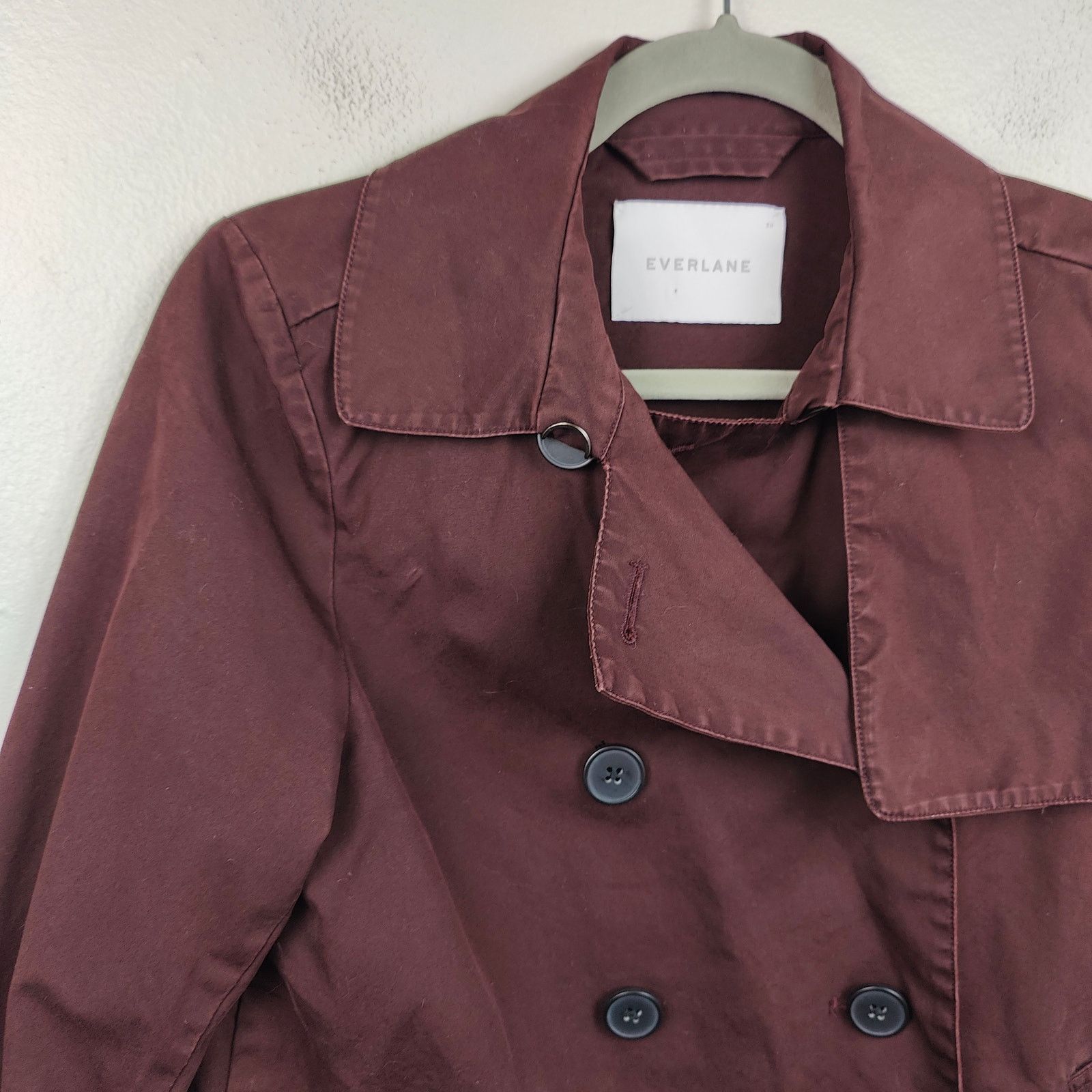 Other Everlane Swing Trench Coat Womens XS Plum Burgundy Cotton Size XS / US 0-2 / IT 36-38 - 2 Thumbnail