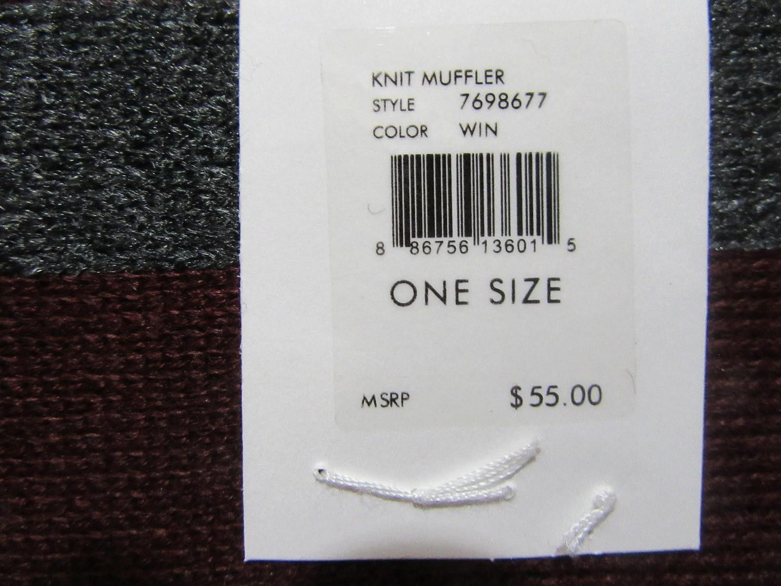 Calvin Klein Calvin Klein Mens Knit Muffler Scarf Wine and Grey NWT Size ONE SIZE - 3 Thumbnail