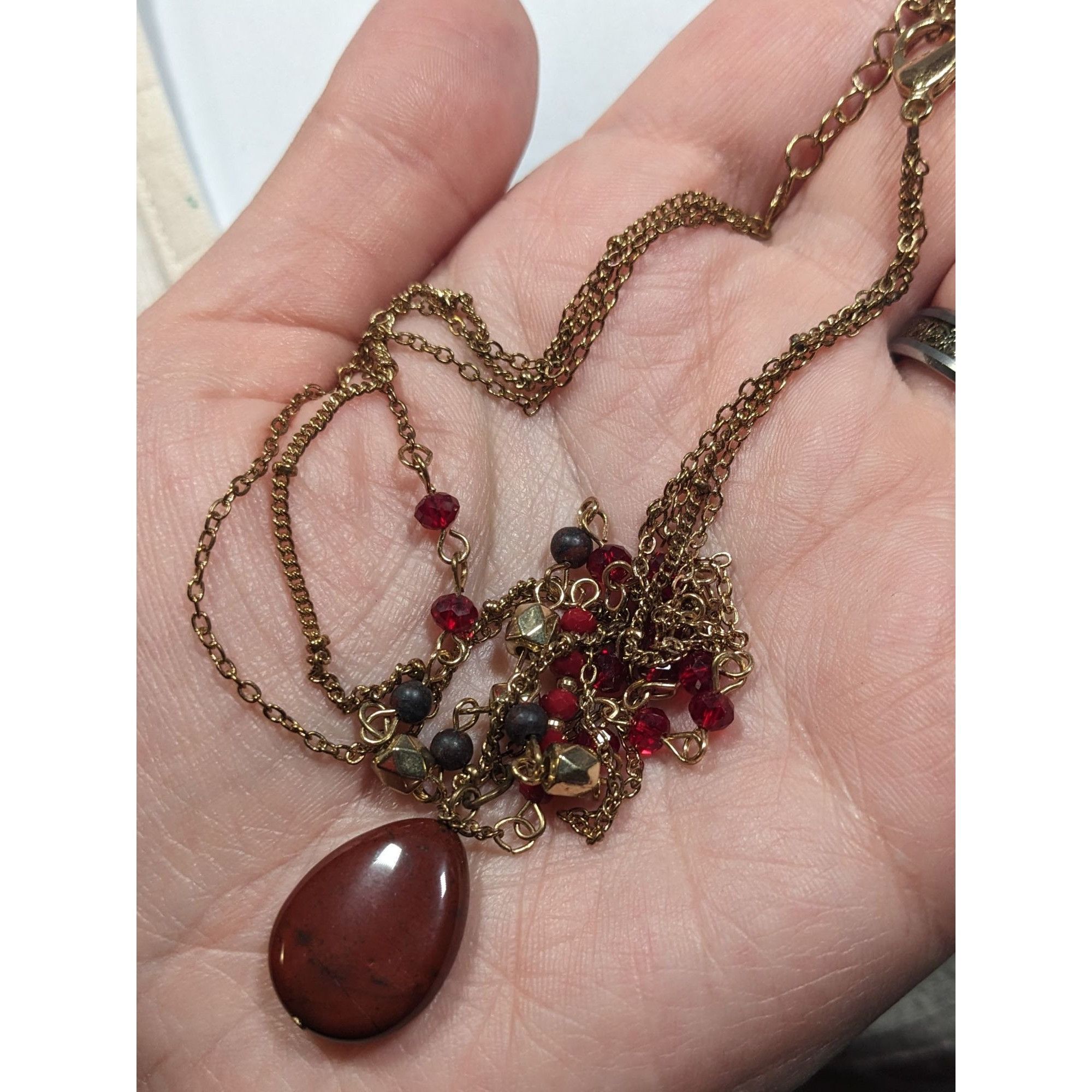 Other Retro Vampire Red And Gold Tone Layered Teardrop Necklace Size ONE SIZE - 6 Thumbnail