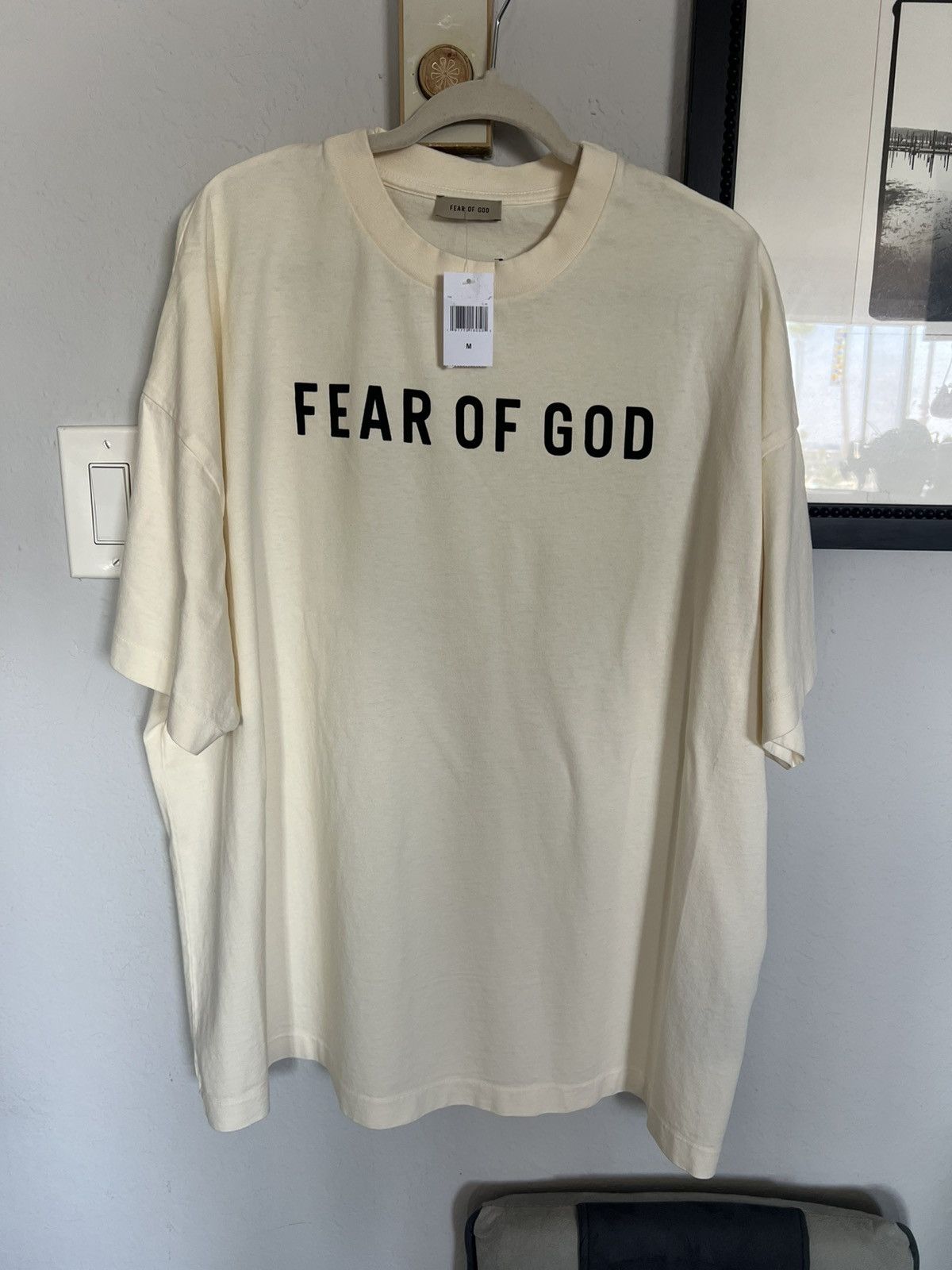 Fear of God NWT - Main label cream oversized cotton t-shirt Size US M / EU 48-50 / 2 - 1 Thumbnail
