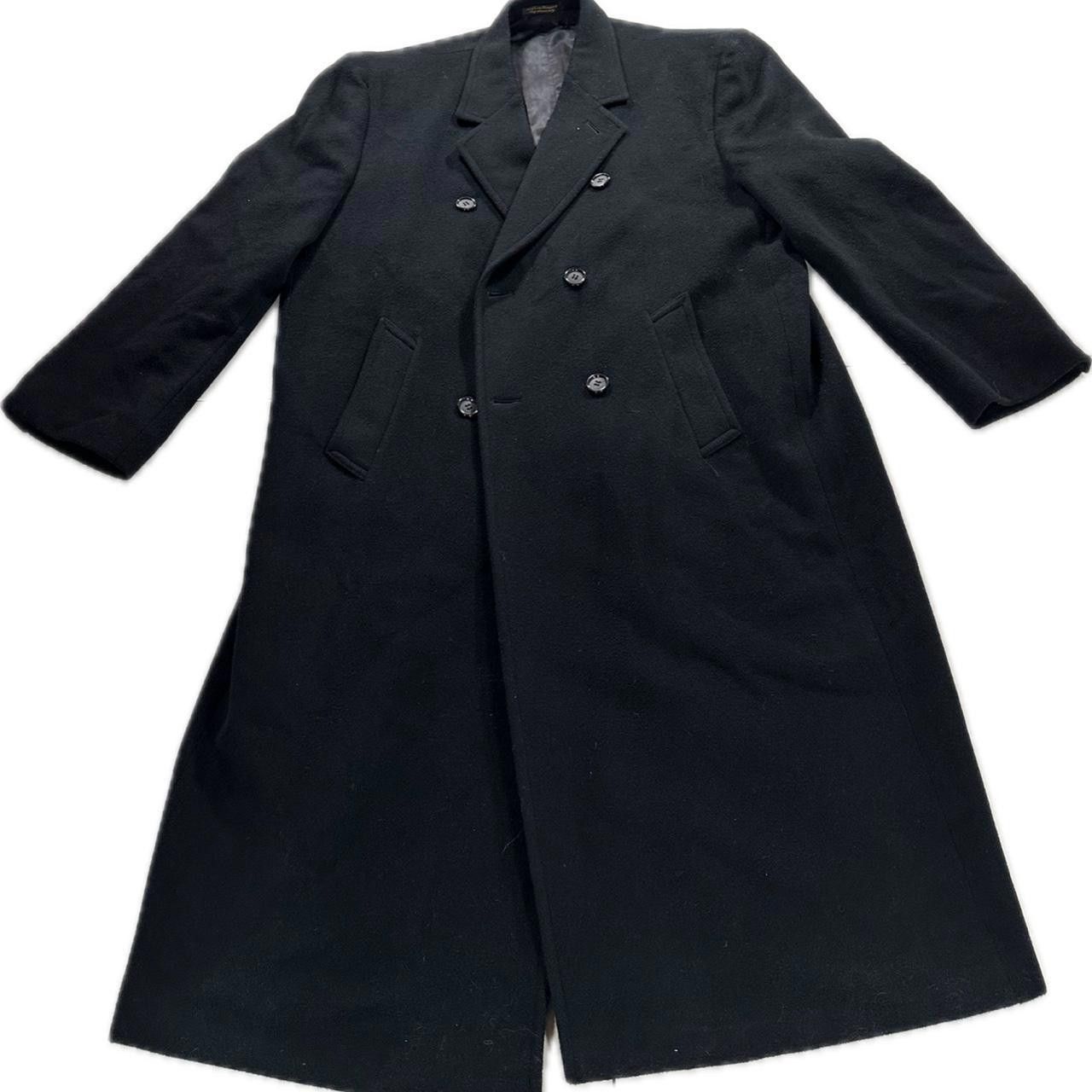 image of Vintage Men's Large Jacket Cashmere Trench Coat in Black