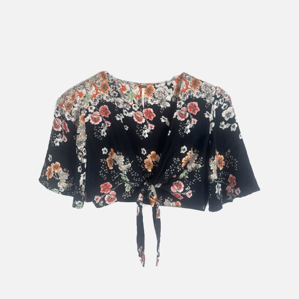 Free People Free People Floral Tie-Front Crop Top Size 0 Size XS / US 0-2 / IT 36-38 - 2 Thumbnail