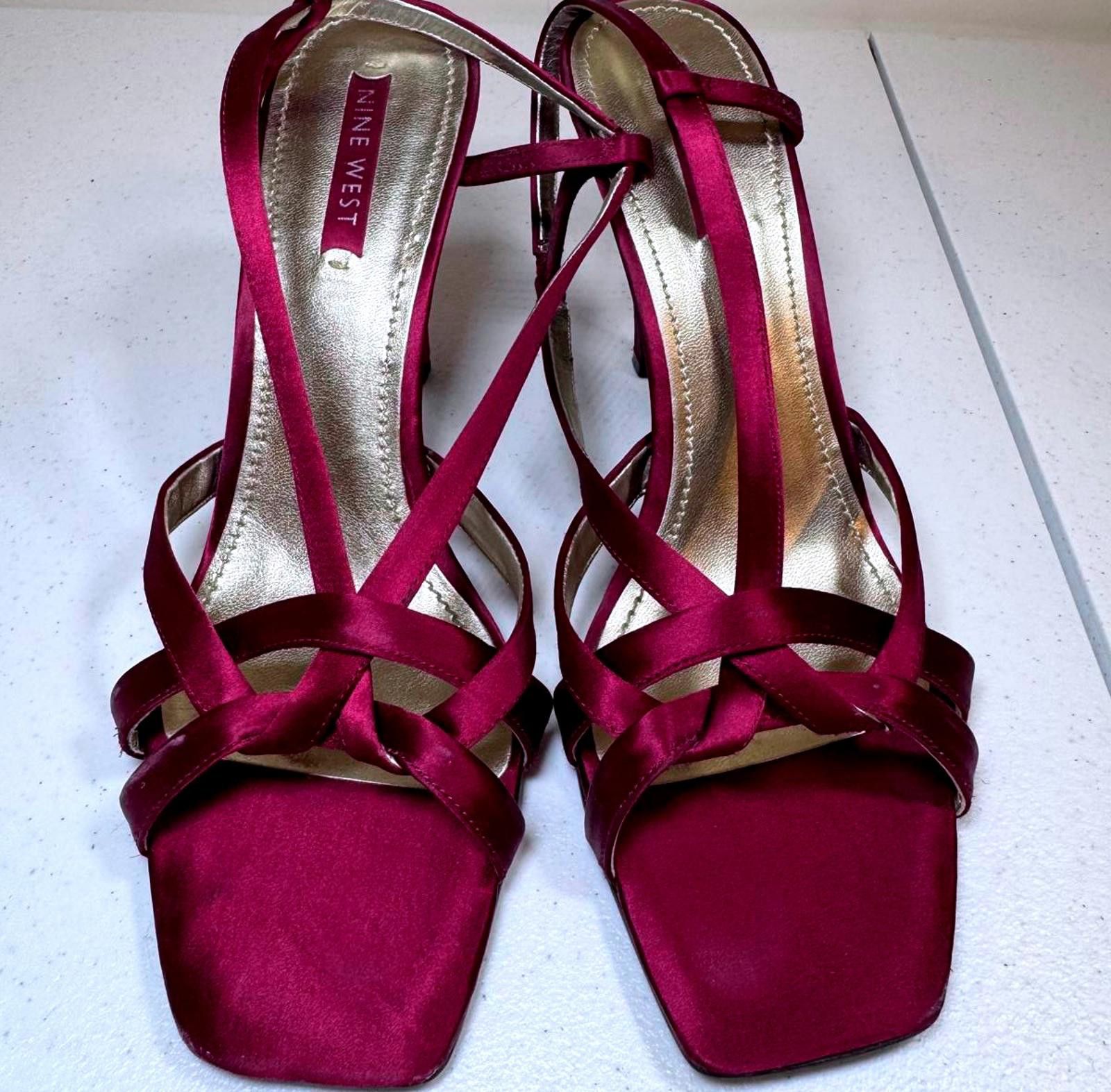 Nine West Elegant Nine West Satin Heels - Rich Burgundy Size US 10 / IT 40 - 1 Thumbnail
