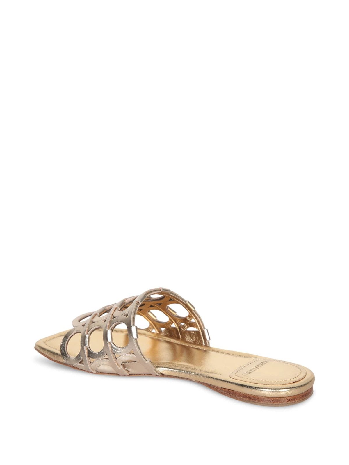 Salvatore Ferragamo o1s1rm0526 Erne Gancini Slides in Gold Size US 11 / IT 41 - 3 Thumbnail