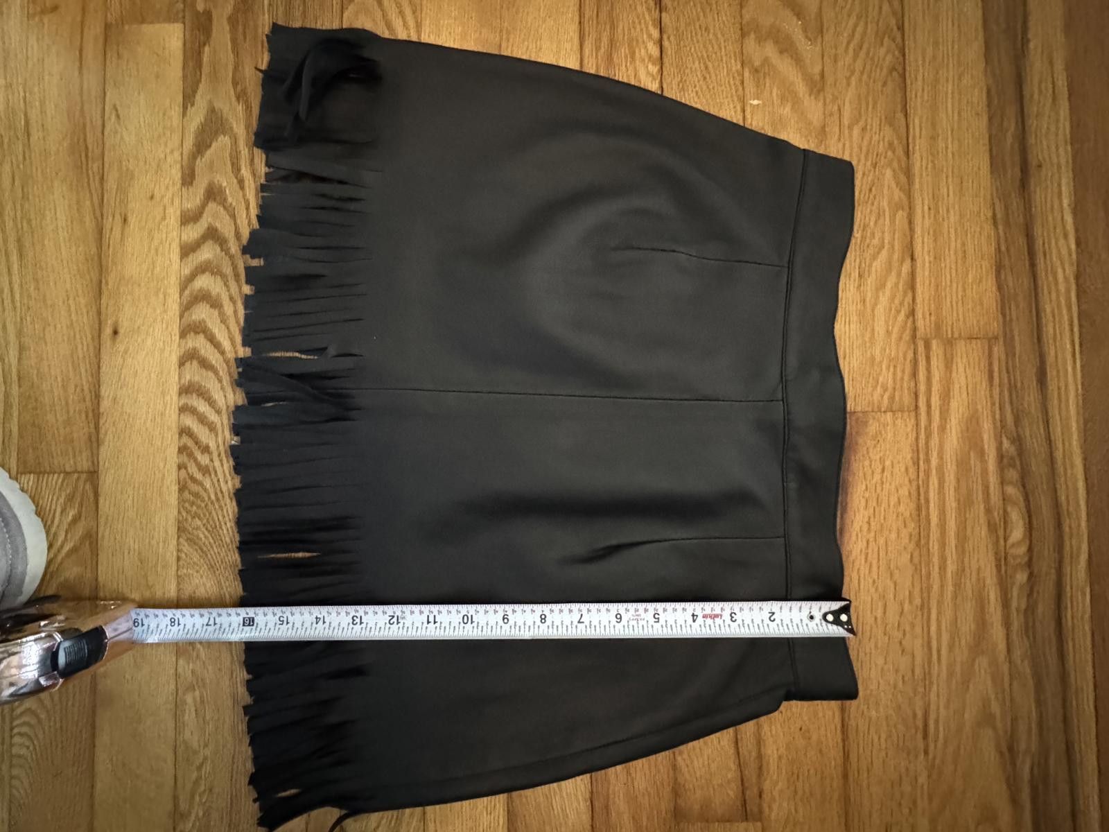 Other Black Faux Leather Mini Skirt with Fringe Hem-28 Size 28" / US 6 / IT 42 - 4 Thumbnail