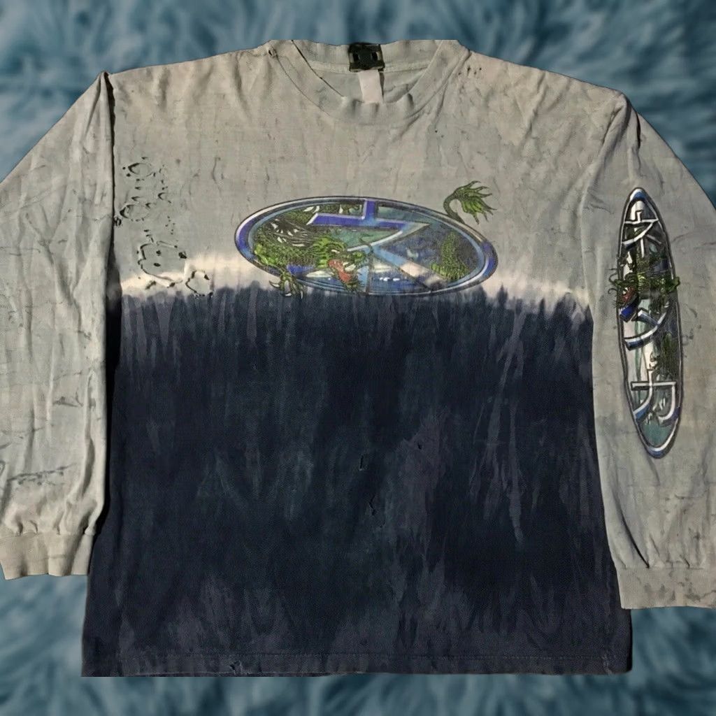 Vintage VINTAGE Motorcycle Dragon Thrashed Faded AOP Shirt XL Grunge Skate Surf Flame Fire Jnco 90s Y2K Mens Size US XL / EU 56 / 4 - 1 Thumbnail