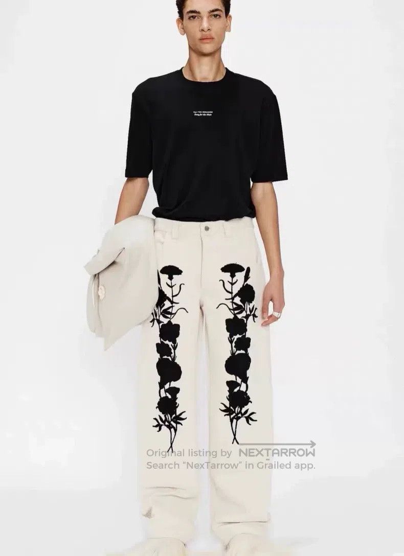 Song For The Mute SONG FOR THE MUTE Off-white floral pants Size US 32 / EU 48 - 6 Thumbnail