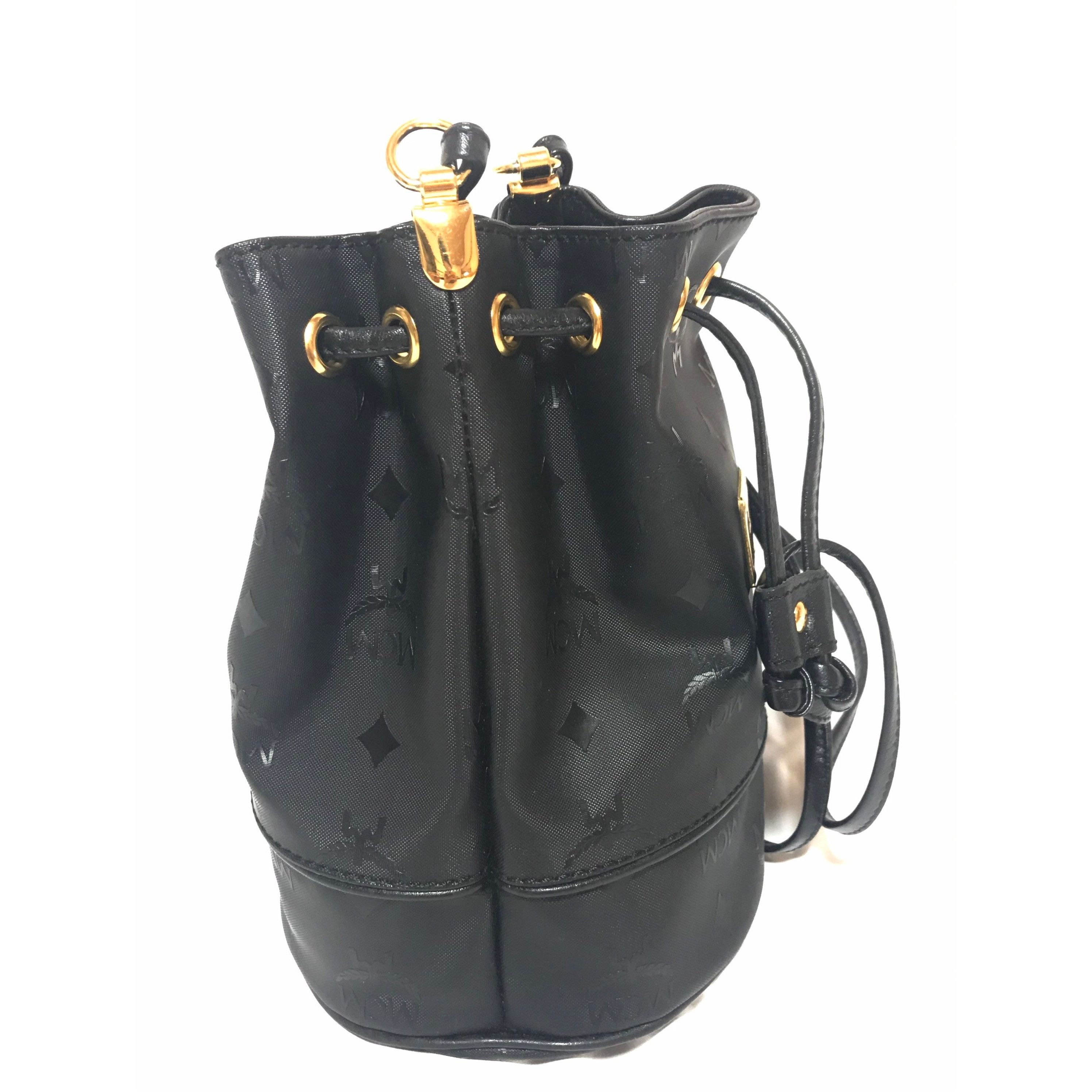 MCM MINT. Vintage MCM black monogram small hobo bucket shoulder Size ONE SIZE - 4 Thumbnail