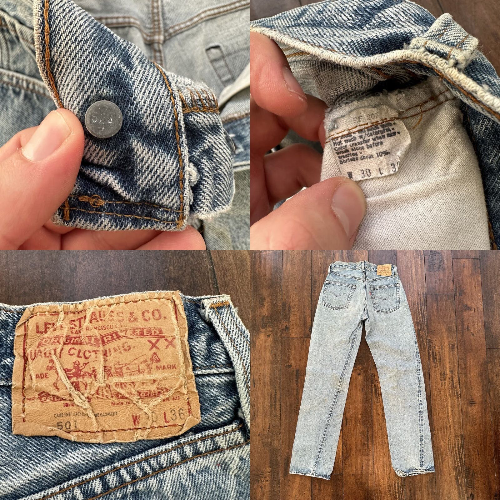 Levi's VINTAGE Levi's 501 XX Jeans 30x36 Light Wash Distressed Classic Fit 80s USA Mens Size US 30 / EU 46 - 8 Thumbnail