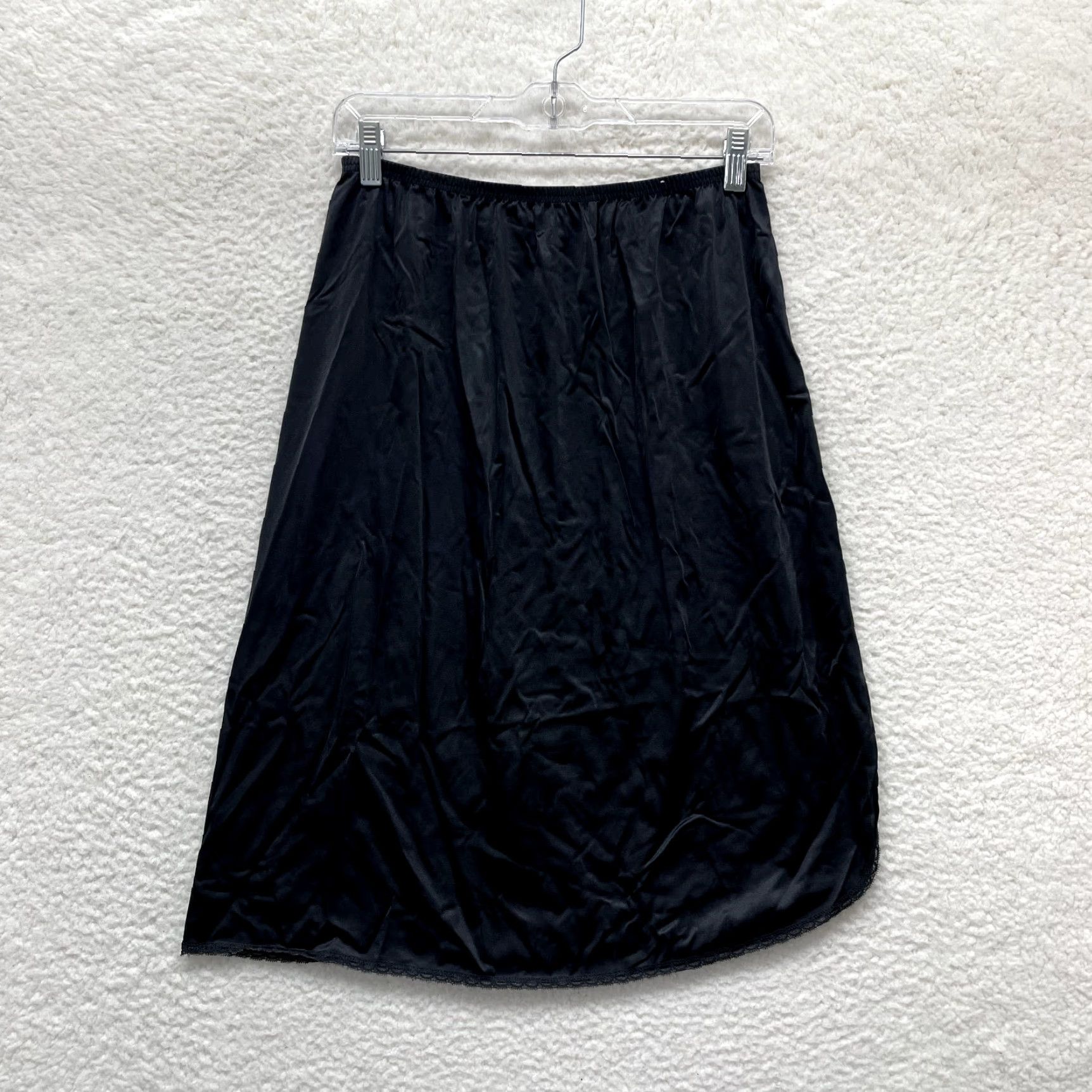 Vintage VINTAGE Vanity Fair Slip Skirt L Black Nylon Slit Victorian Mens? Girls? Size 36" / US 14 / IT 50 - 2 Thumbnail