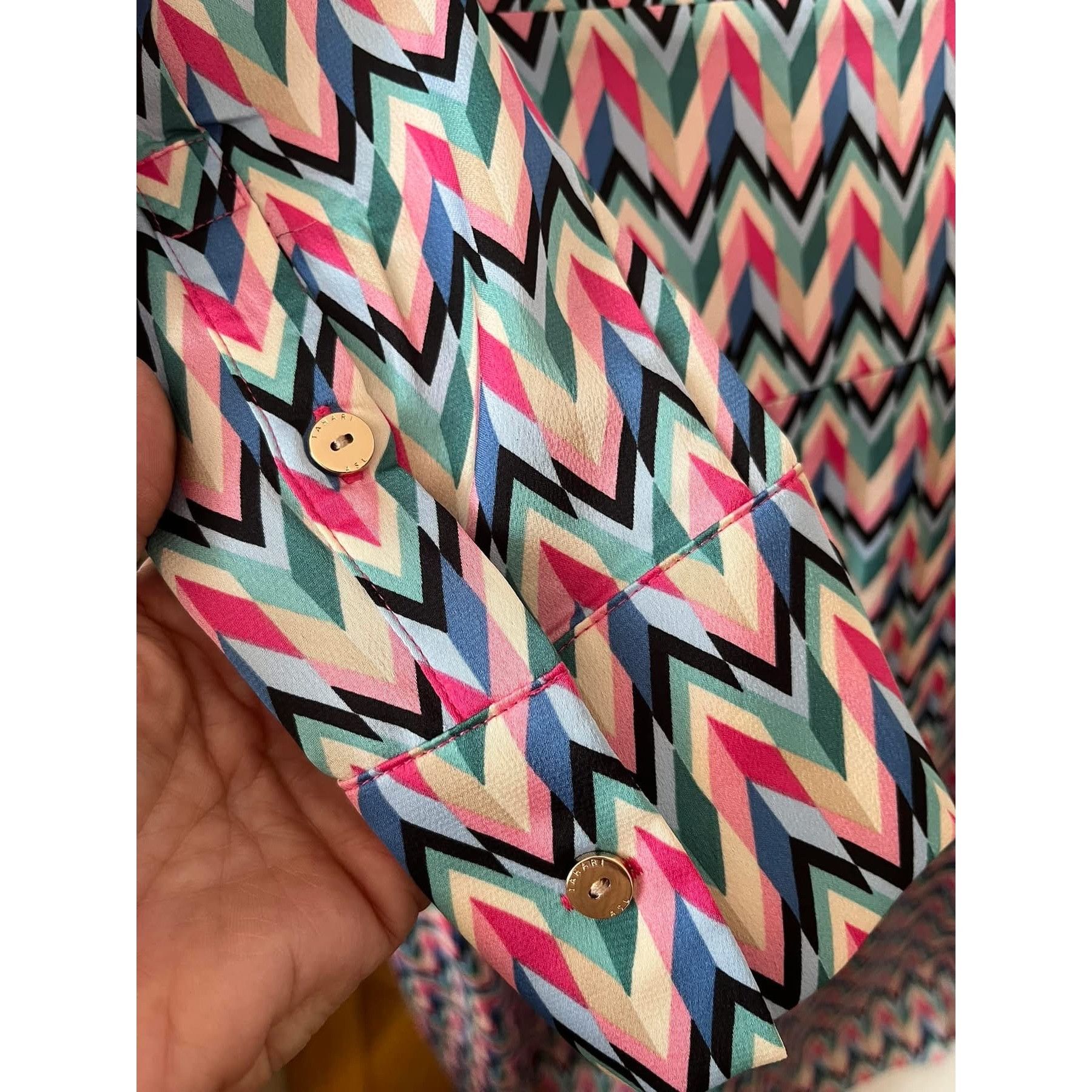 Elie Tahari NWT TAHARI ASL size US12/EU44 pink and turquoise abstract sa Size L / US 10 / IT 46 - 6 Thumbnail
