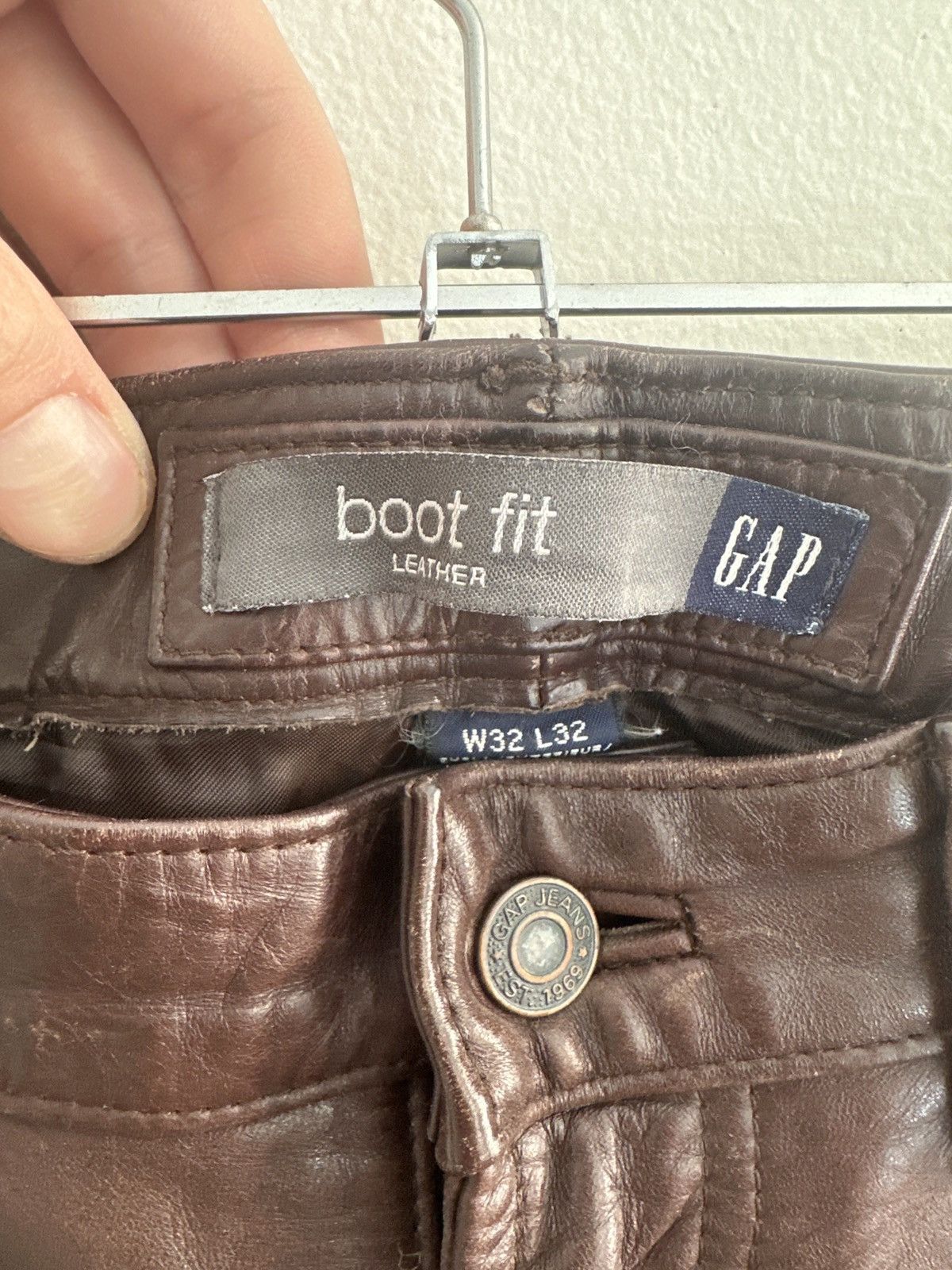 Vintage Vintage Gap Brown Bootcut Leather Pants Size US 32 / EU 48 - 3 Preview