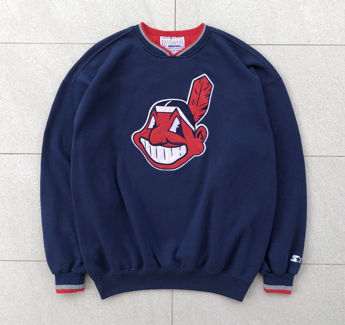 Starter Vintage Starter Cleveland Indians Crewneck Sweatshirt Size US XL / EU 56 / 4 - 1 Thumbnail