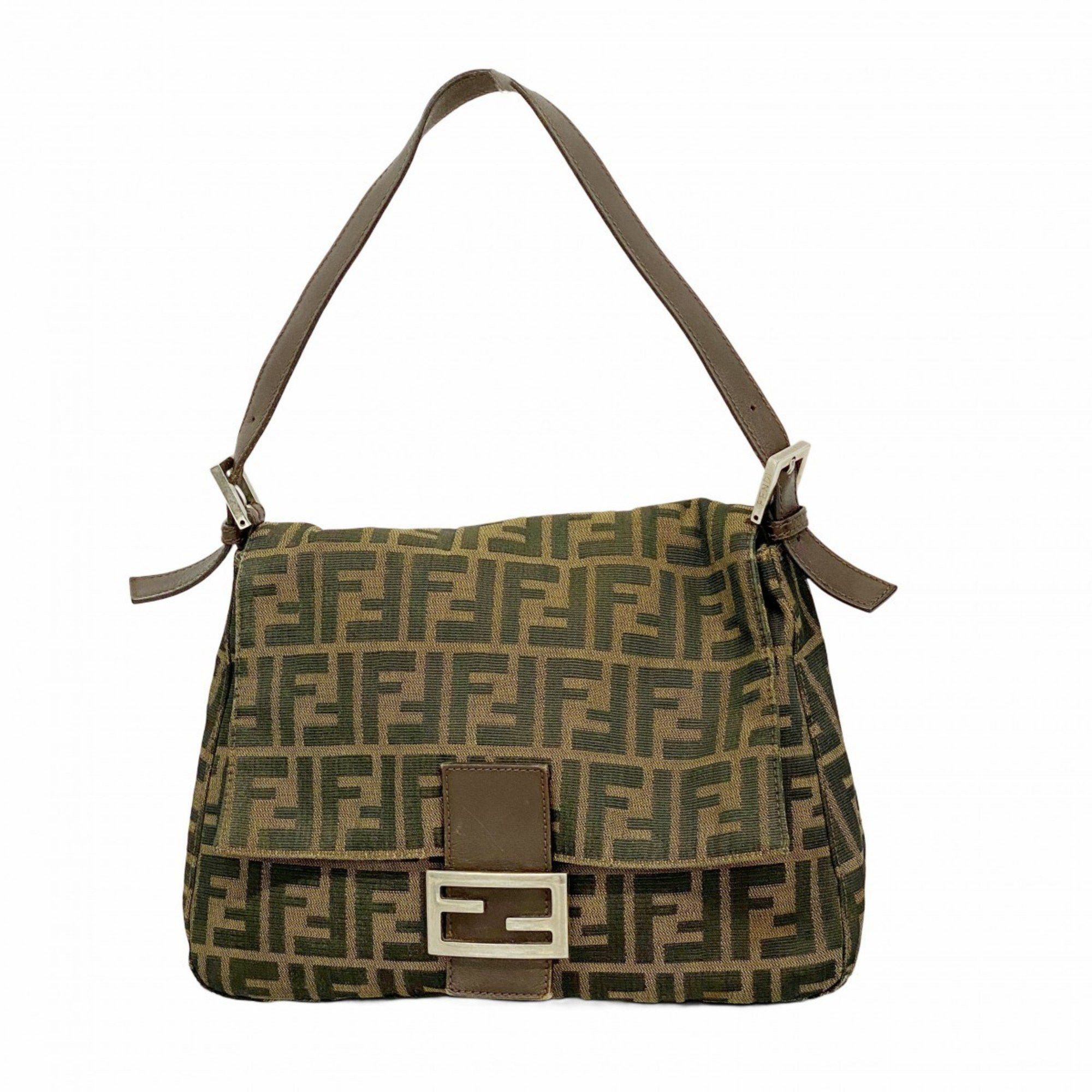 Fendi Shoulder Bag Zucca Mamma Bucket Brown Women's