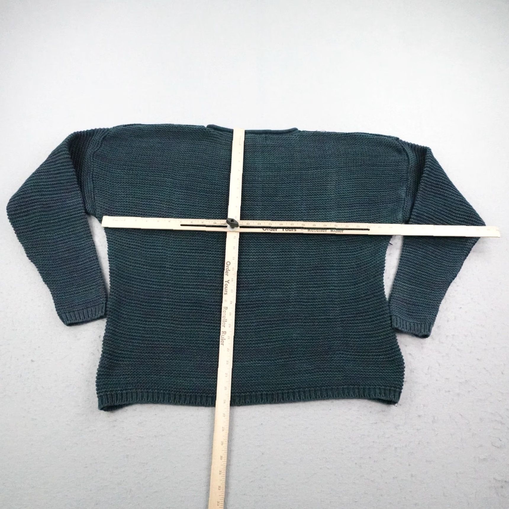 Vintage VINTAGE New River Sweater Men Large Green Chunky Roll Neck Pullover Oversize 90s Knit Cotton Mock Neck Long Sleeve Casual Fall Winter Regular Mens Size US L / EU 52-54 / 3 - 5 Thumbnail