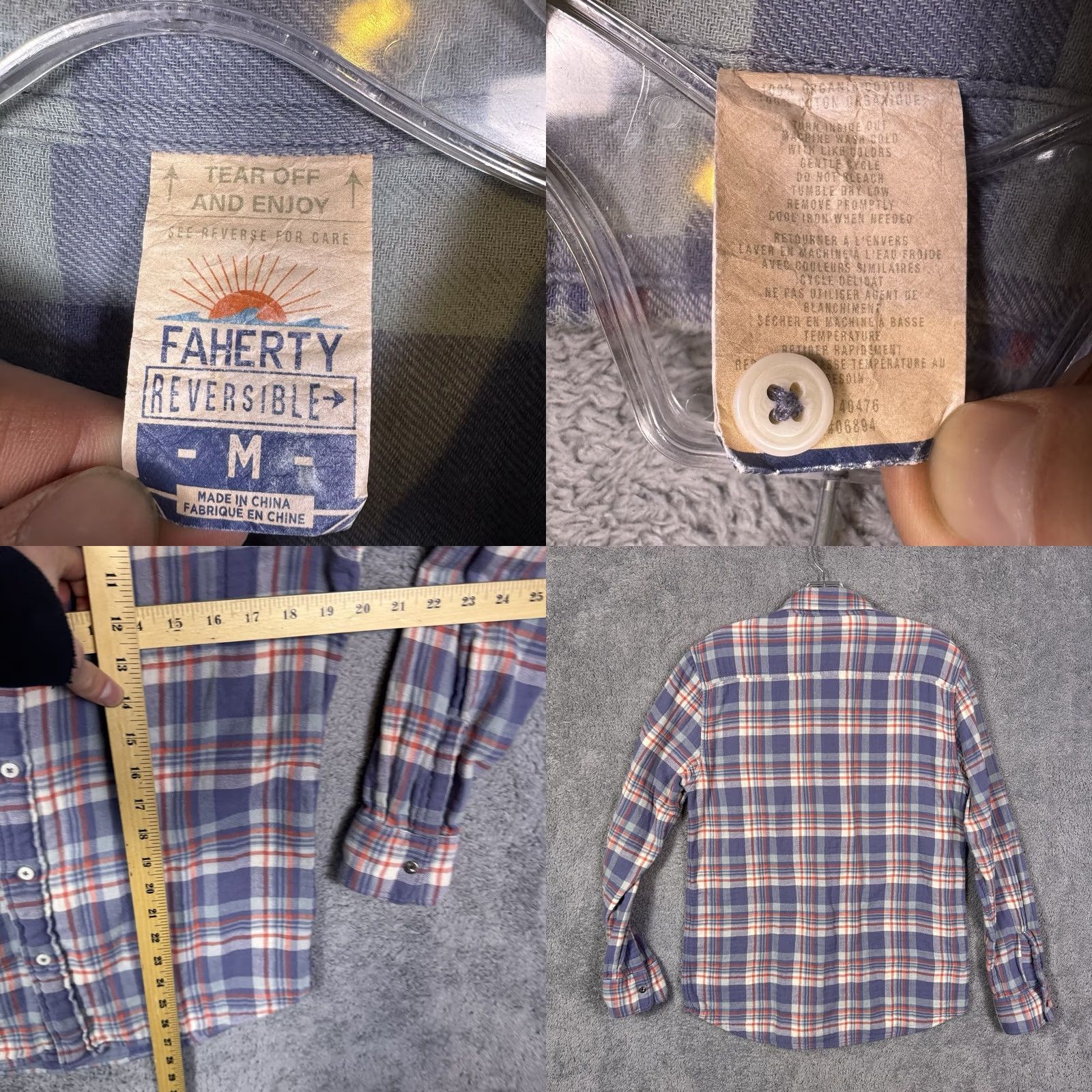 Faherty Faherty Shirt Mens M Buffalo Plaid Reversible Long Sleeve Flannel Organic Cotton Size US M / EU 48-50 / 2 - 8 Thumbnail