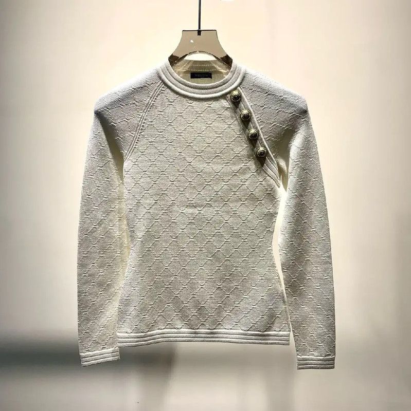 Balmain Balmain White Cotton Pullover Sweater for Women 0089 Size ONE SIZE - 1 Thumbnail