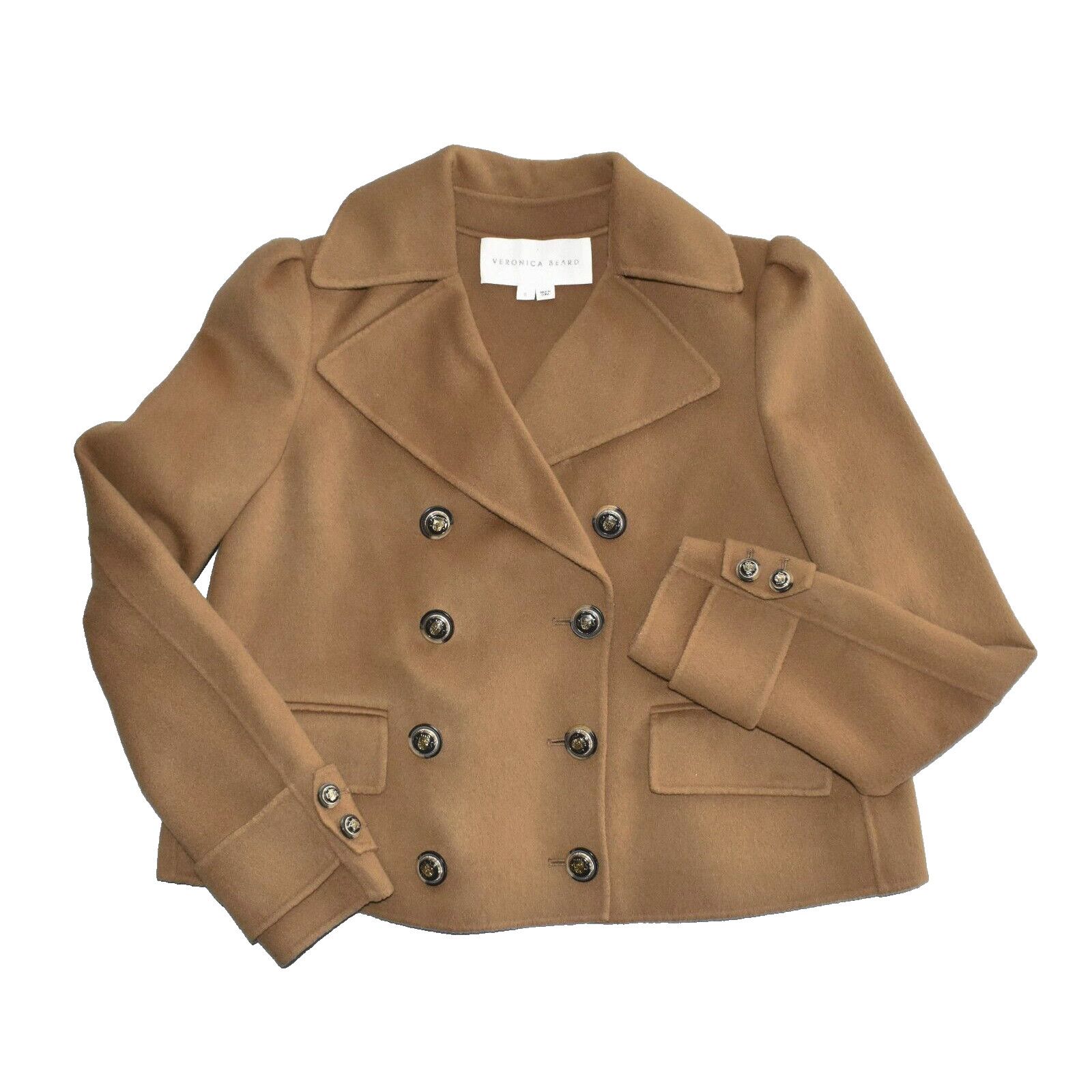 Veronica Beard VERONICA BEARD Camel Wool Double Breasted Crop Jacket Sz 0 Size XS / US 0-2 / IT 36-38 - 4 Thumbnail