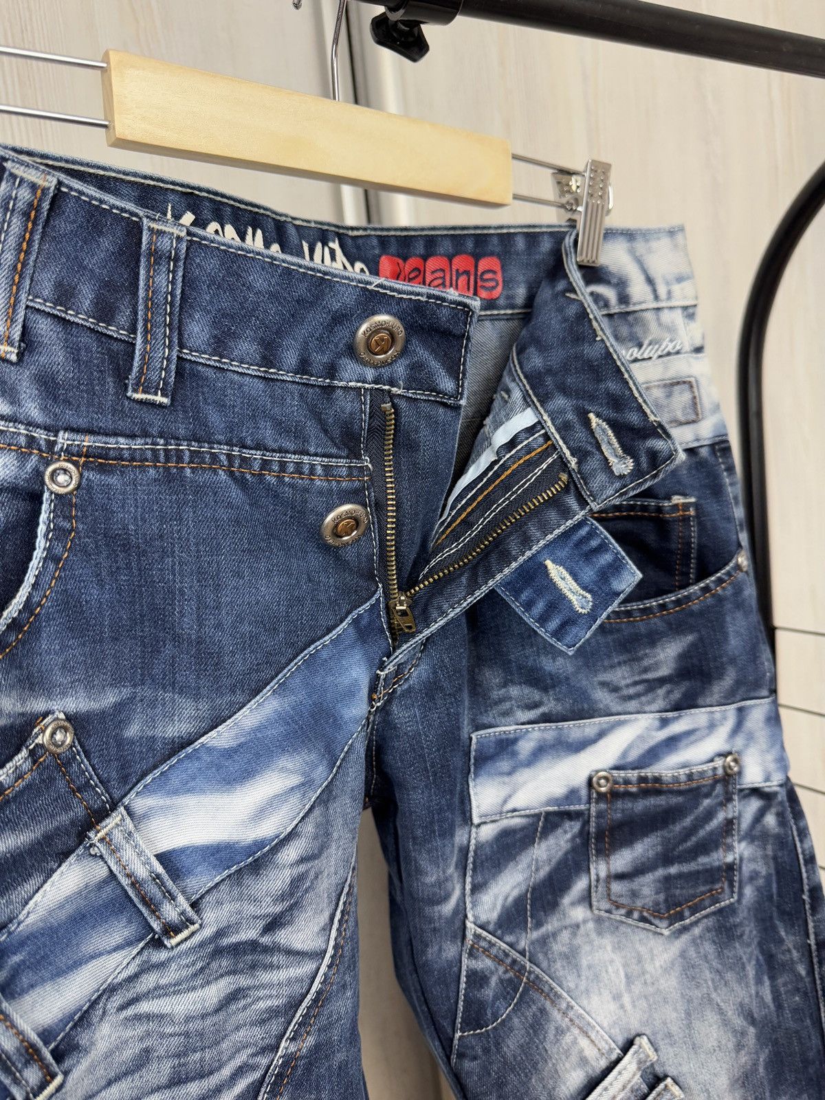 Japanese Brand Kosmo Lupo avant garde blue faded multipocket jeans denim Size US 33 - 15 Thumbnail
