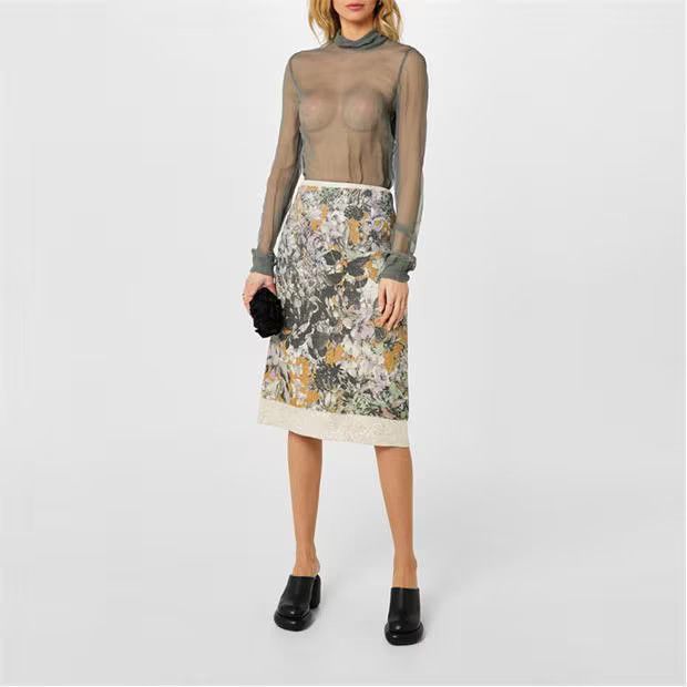 Dries Van Noten o1g2r1mq1024 Midi Skirt in Multicolor Size 30" / US 8 / IT 44 - 6 Thumbnail