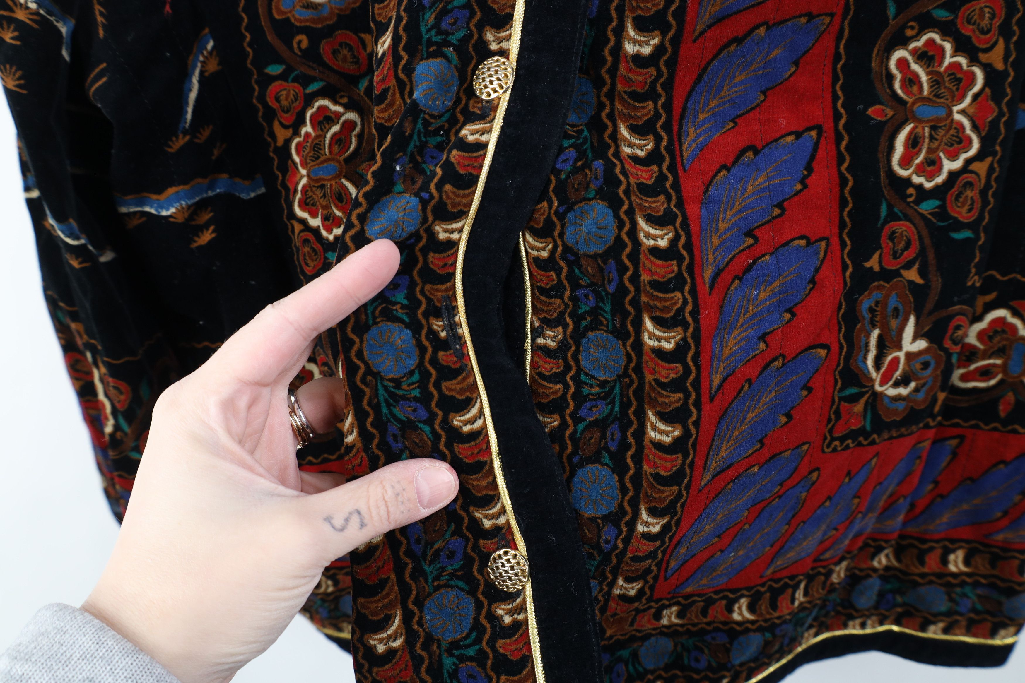Vintage 70s Streetwear Velour Paisley Flower Blazer Jacket