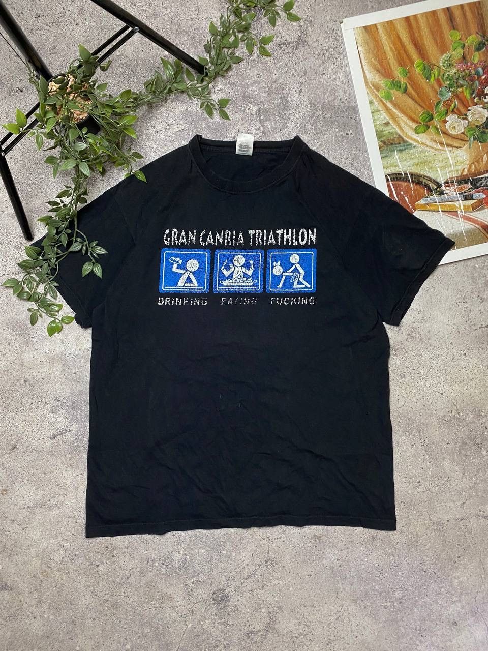 Band Tees × Vintage 😂Humor Gran Canria Triathlon T-shirt Crazy Vintage Size M Size US L / EU 52-54 / 3 - 1 Thumbnail