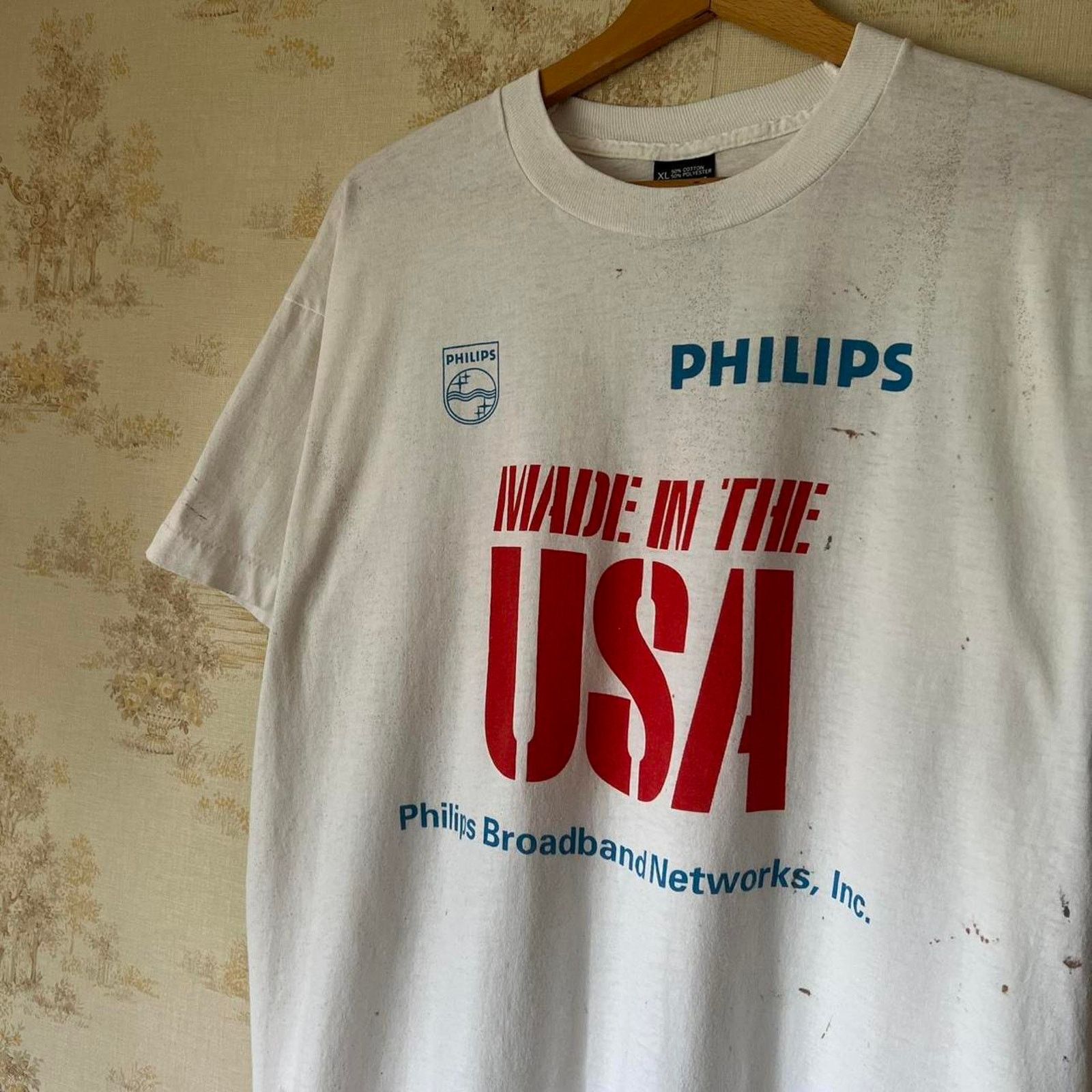 Vintage 1990s Philips Broadband Promo T-Shirt | Screen Stars | XL Size US XL / EU 56 / 4 - 4 Thumbnail