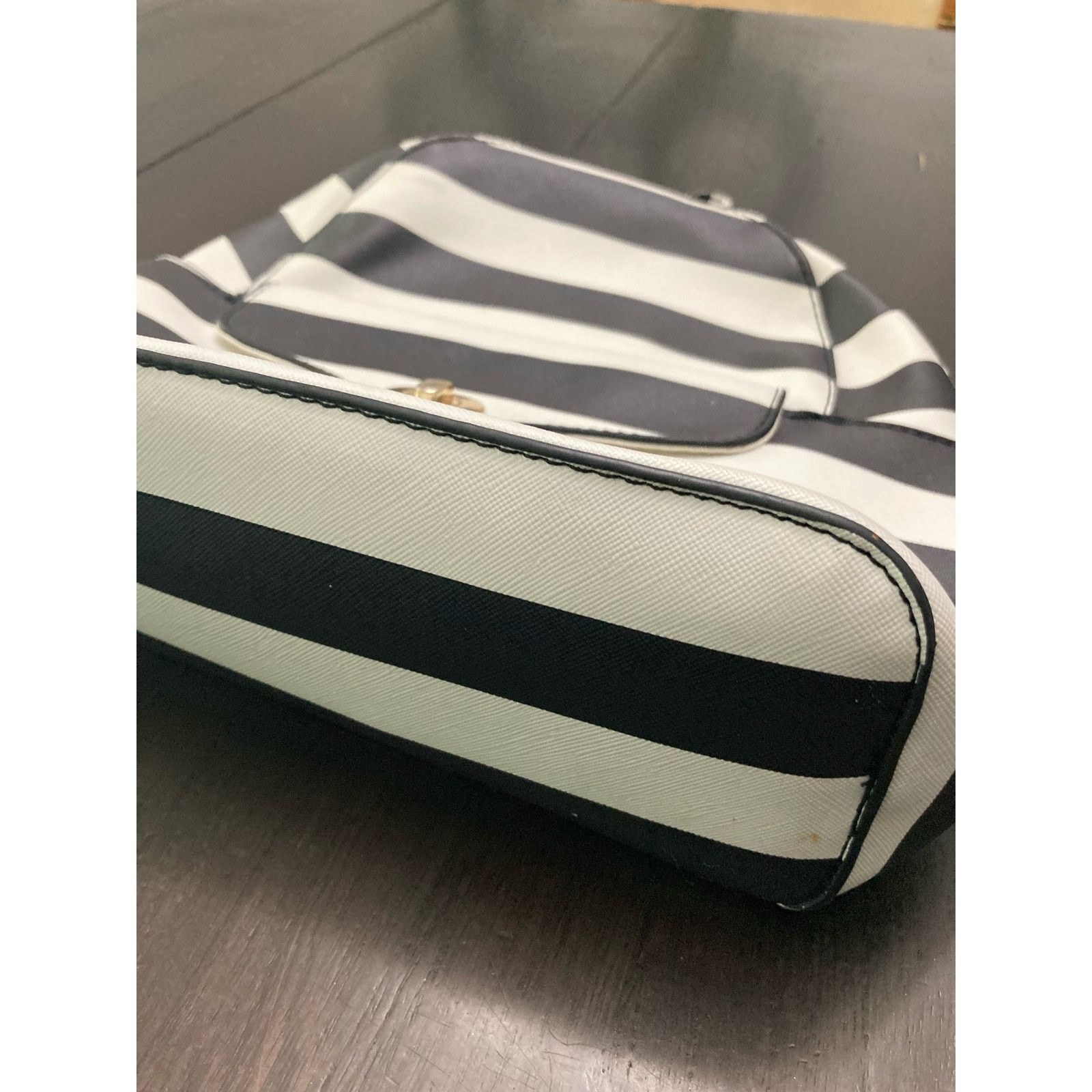 Other Under One Sky Vegan Leather Striped Backpack Black & White Size ONE SIZE - 5 Thumbnail