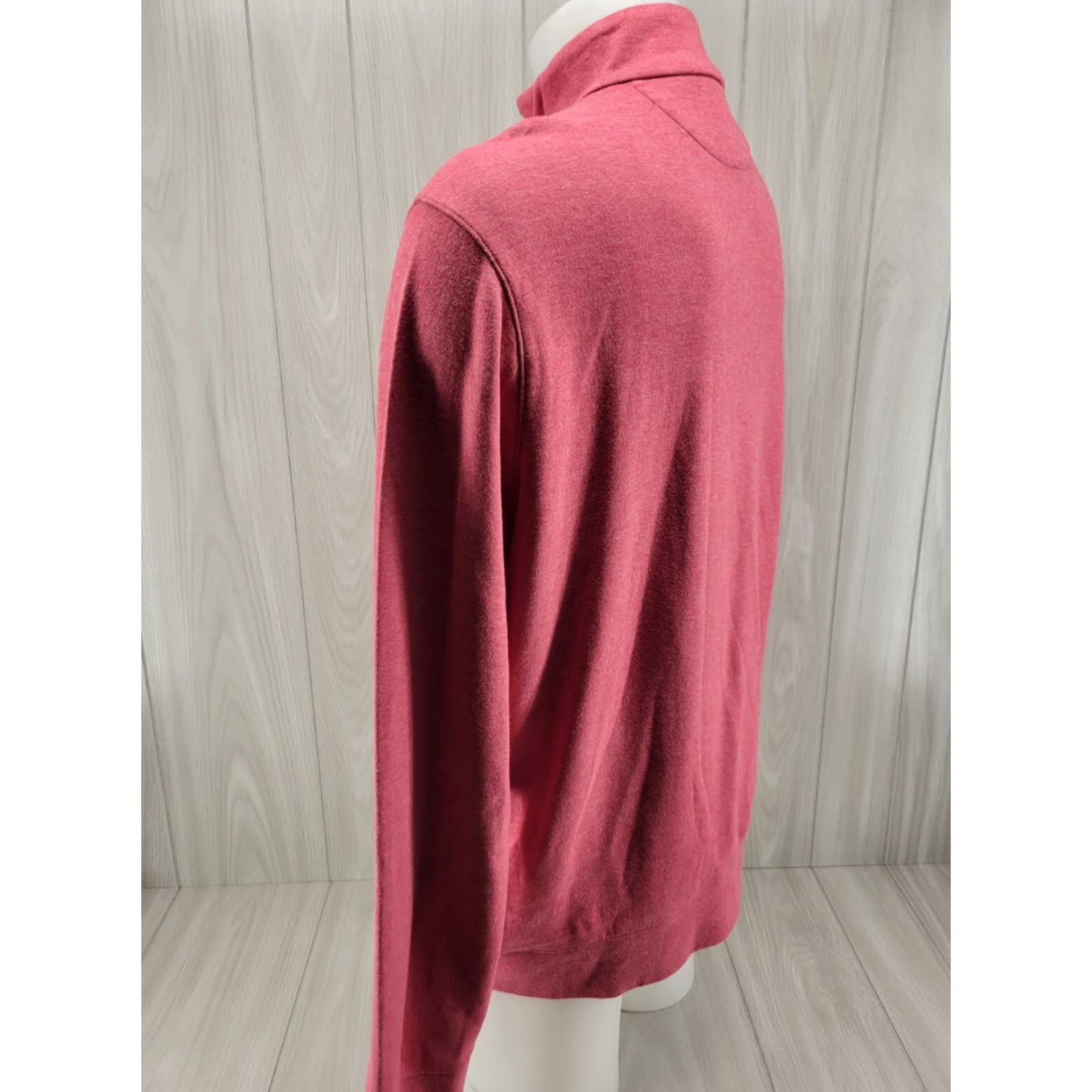 Polo Ralph Lauren Polo Ralph Lauren Sweater Pullover 1/4 Zip Mock Neck Long Sleeve Size L Coral Pink Mens Regular Knit Cotton Blend 1/4 Zip Pullover Shirt Size US L / EU 52-54 / 3 - 7 Thumbnail