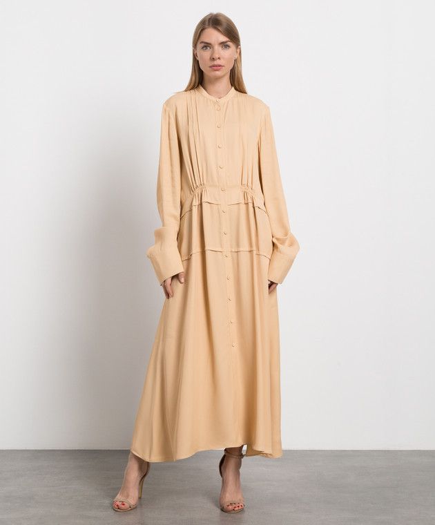 Jil Sander o1y0925 Midi Dress in Beige Size XS / US 0-2 / IT 36-38 - 2 Thumbnail