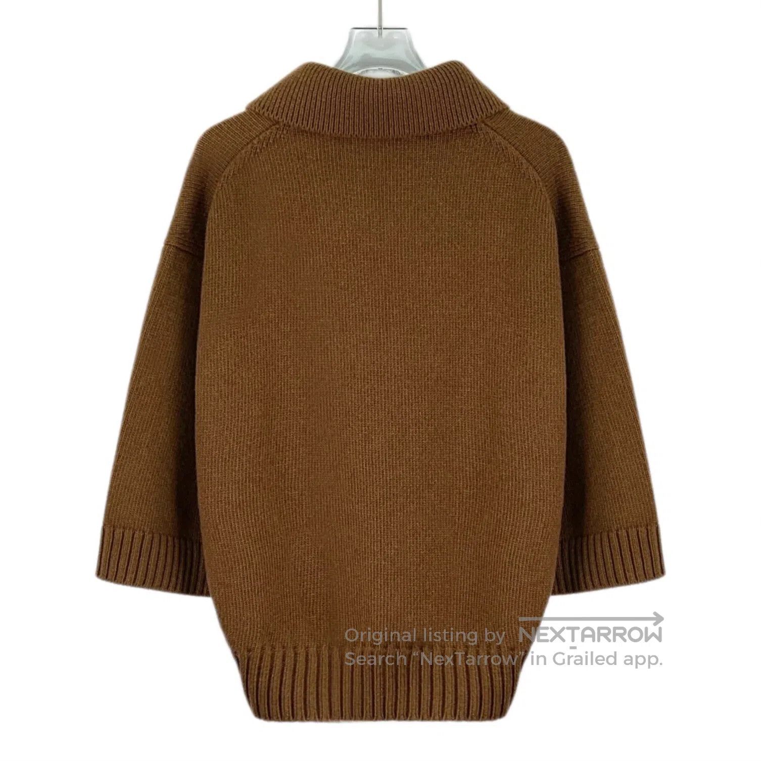 Hermes Hermes Dark brown cashmere lapel five-quarter sleeve knitt Size M / US 6-8 / IT 42-44 - 2 Thumbnail