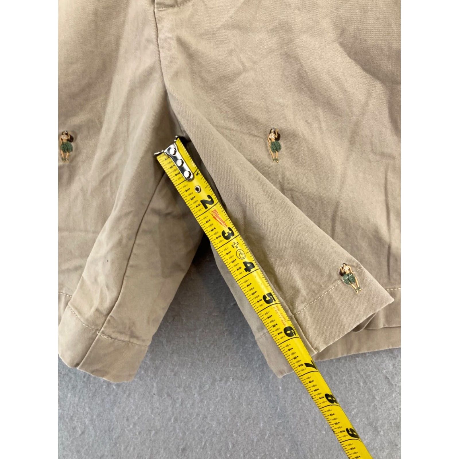 Cremieux Cremieux Men's Shorts 34 Khaki Chino Casual Flat Front Embroidered Cotton Blend Summer Mens Size US 34 / EU 50 - 4 Thumbnail