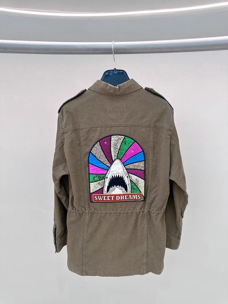 Saint Laurent Paris Saint Laurent Paris Army Green Shark Sequin Jacket Size S / US 4 / IT 40 - 2 Thumbnail