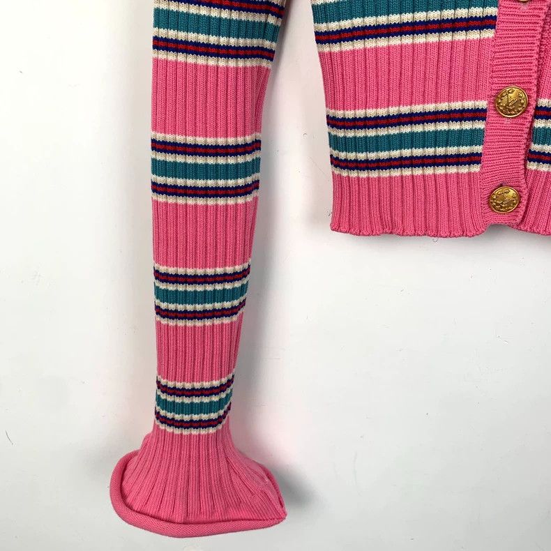 Louis Vuitton Louis Vuitton Pink striped bell sleeve knit cardigan jacke Size XS / US 0-2 / IT 36-38 - 4 Thumbnail