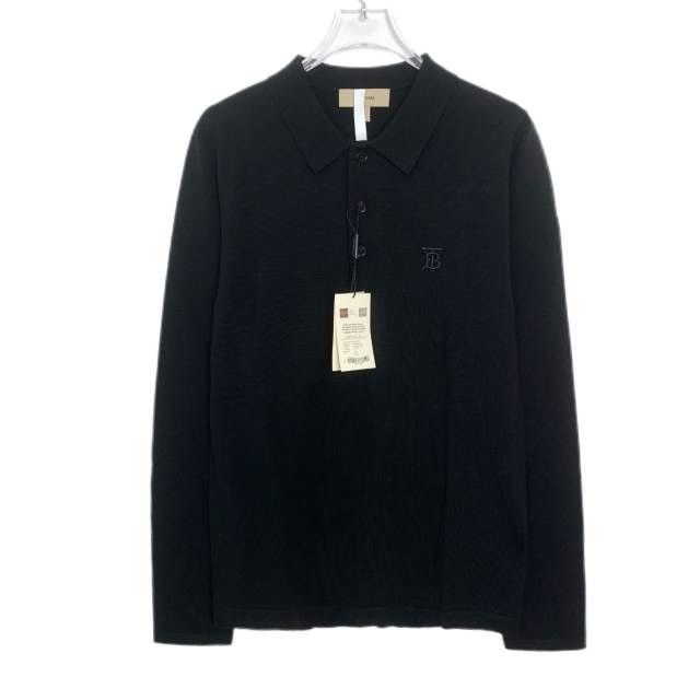 Burberry Burberry Black Wool Lapel Long Sleeve Knit Polo Shirt K26WX Size US S / EU 44-46 / 1 - 1 Thumbnail