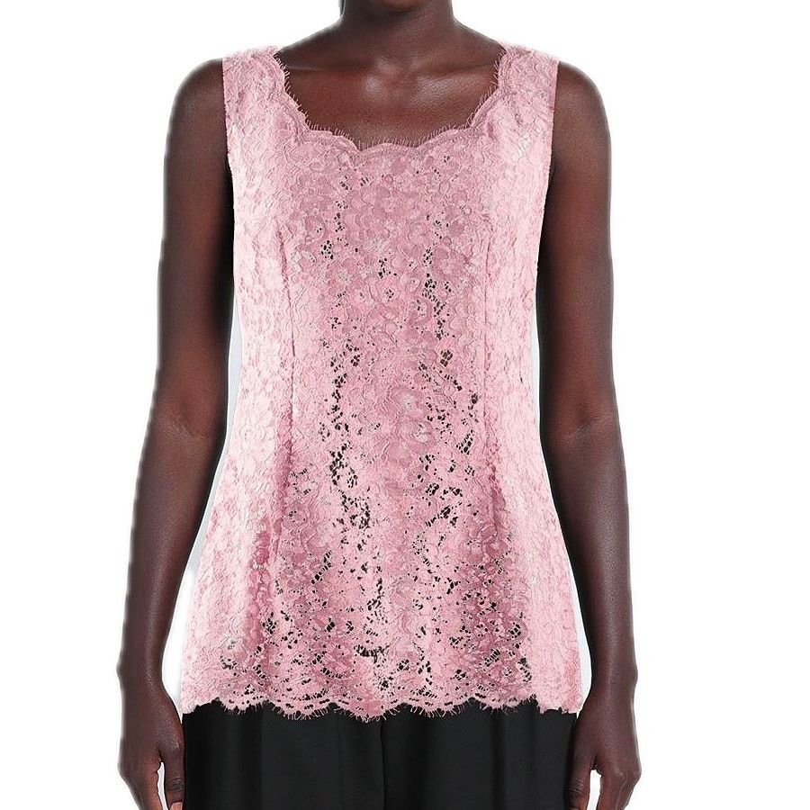 Dolce & Gabbana Dolce & Gabbana Pink Lace Sleeveless Tank Top Blouse IT 40 S Size S / US 4 / IT 40 - 2 Thumbnail