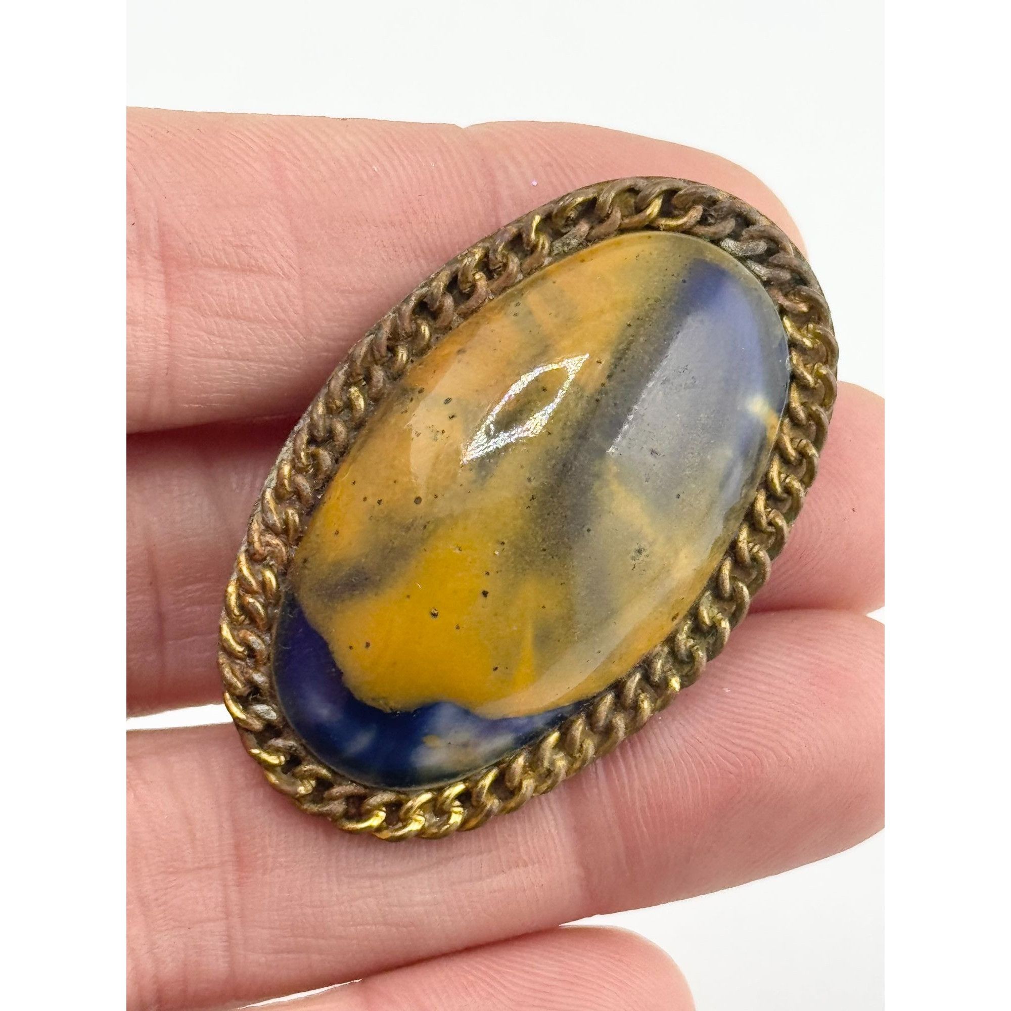 Vintage Vintage Art Glass Chain Brooch Pin Size ONE SIZE - 5 Thumbnail